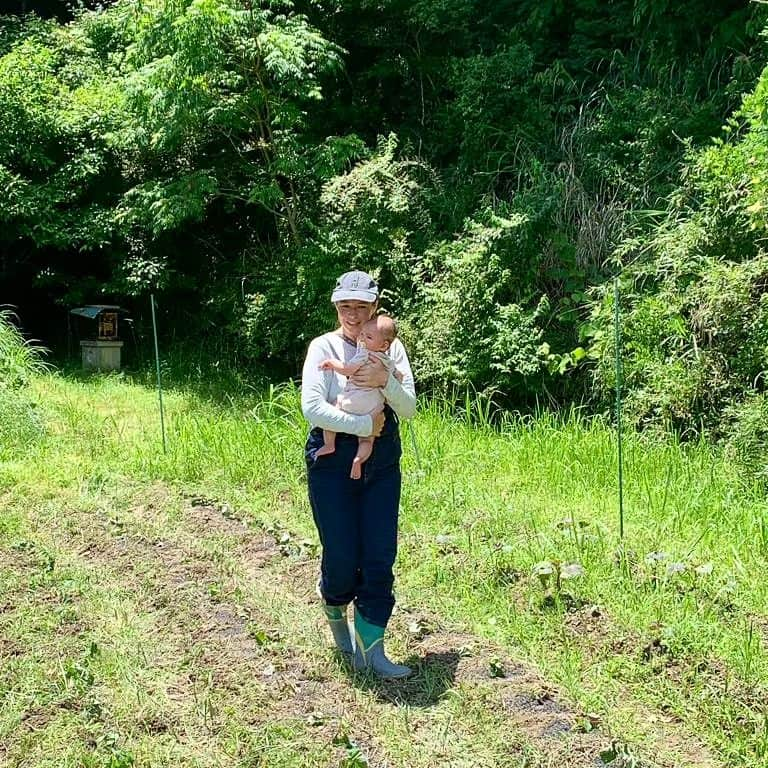 市場紗蓮さんのインスタグラム写真 - (市場紗蓮Instagram)「北海道に10日くらいキャンプしに行ってきて、たくさん載せたい写真があるんだけど、見返してると載せたい写真がどんどんでてきてキリがなくなってきた🤣🤣これはさつまいもの植え付け第二弾した日に撮ってもらった写真。5月だよ、、、🌝　このさつまいもで離乳食できるかなあ。動物対策が鍵です、、、🫥🫥🫥」7月23日 23時30分 - sharendayo