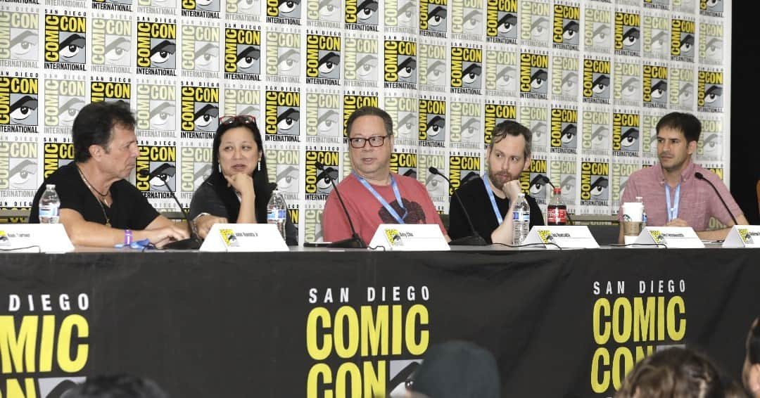 コミコン・インターナショナルのインスタグラム：「Comic-Con special guests Amy Chu, John Romita Jr., Joe Quesada, Ben Templesmith, and moderator Andrew Farago discussed all the highs and lows of making comics. 📸 J. Islas © 2023 SDCC」