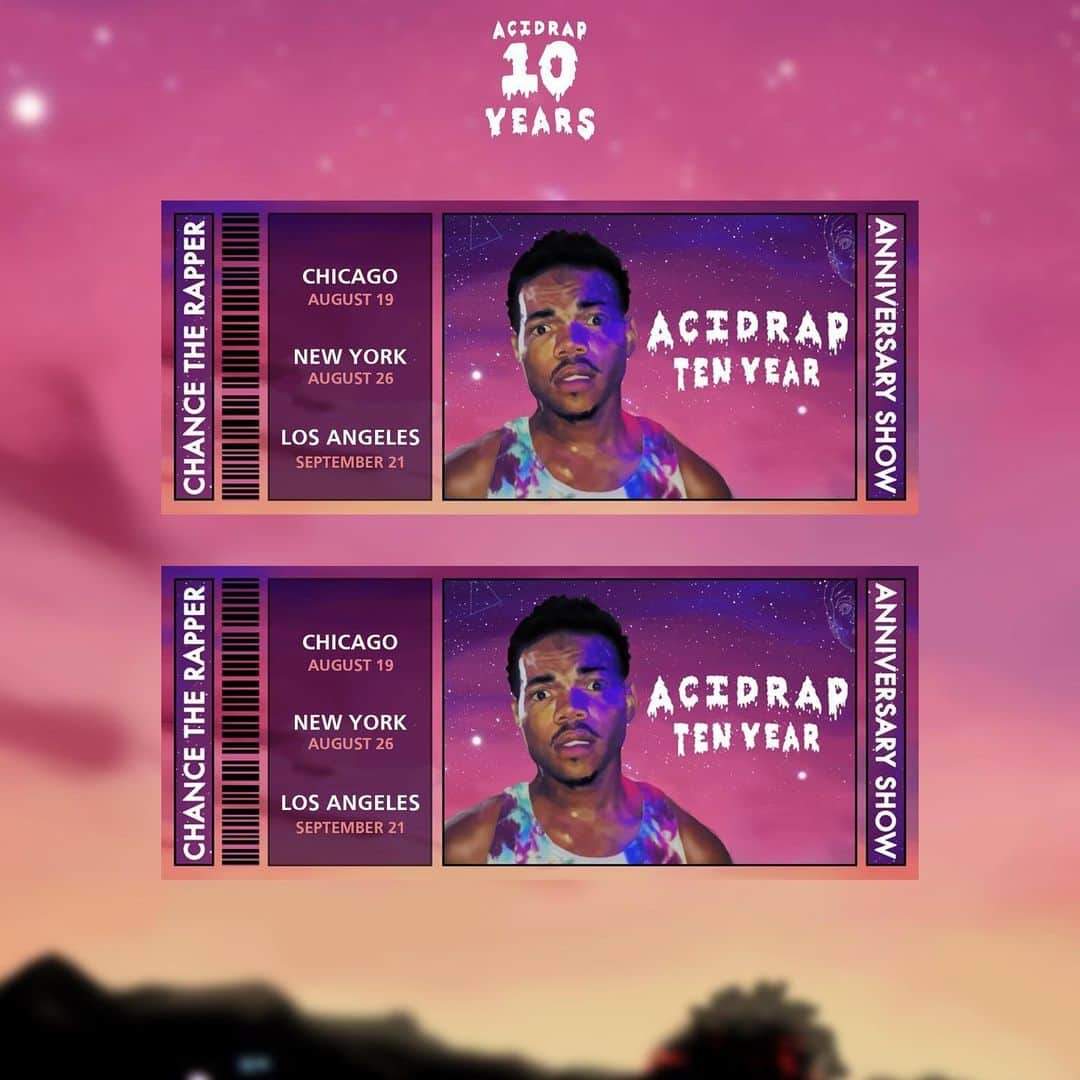 チャンス・ザ・ラッパーのインスタグラム：「💬Tag 3 Friends for a Chance to WIN 2 FREE Acid Rap Tickets 🎟✨ #AcidRap10   ———  CONGRATULATIONS TO LAST MONTHS  WINNER @cyn.xiii ‼️」