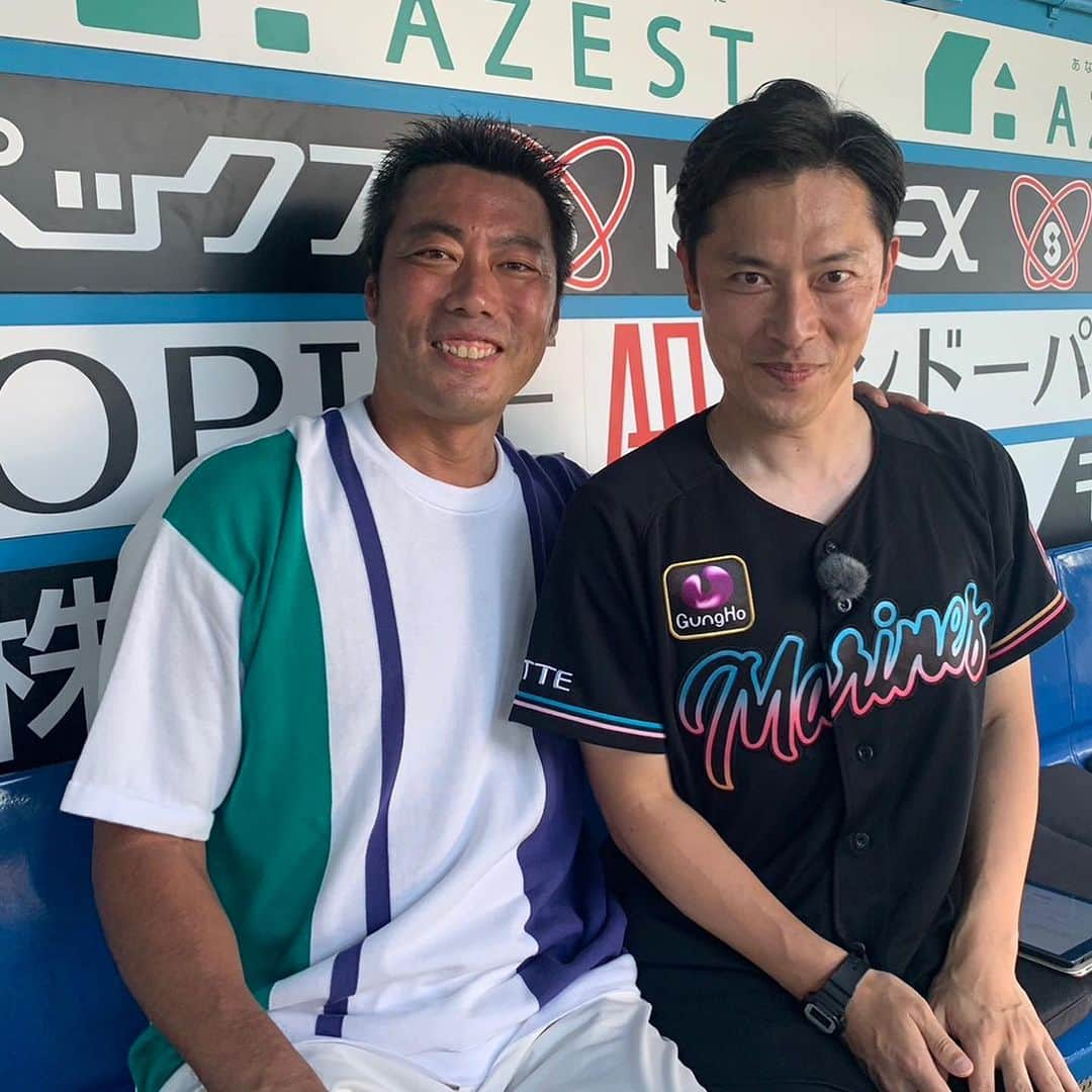 こにわのインスタグラム：「大好きな上原浩治さんとなんとzozoマリンスタジアムで再会🤗  大好きな上原さんに会えてテンション上がりまくりでした！  野球のお仕事できてほんとに幸せです😭  #上原浩治 さん #千葉ロッテマリーンズ  #chibalotte  #野球  #baseball」