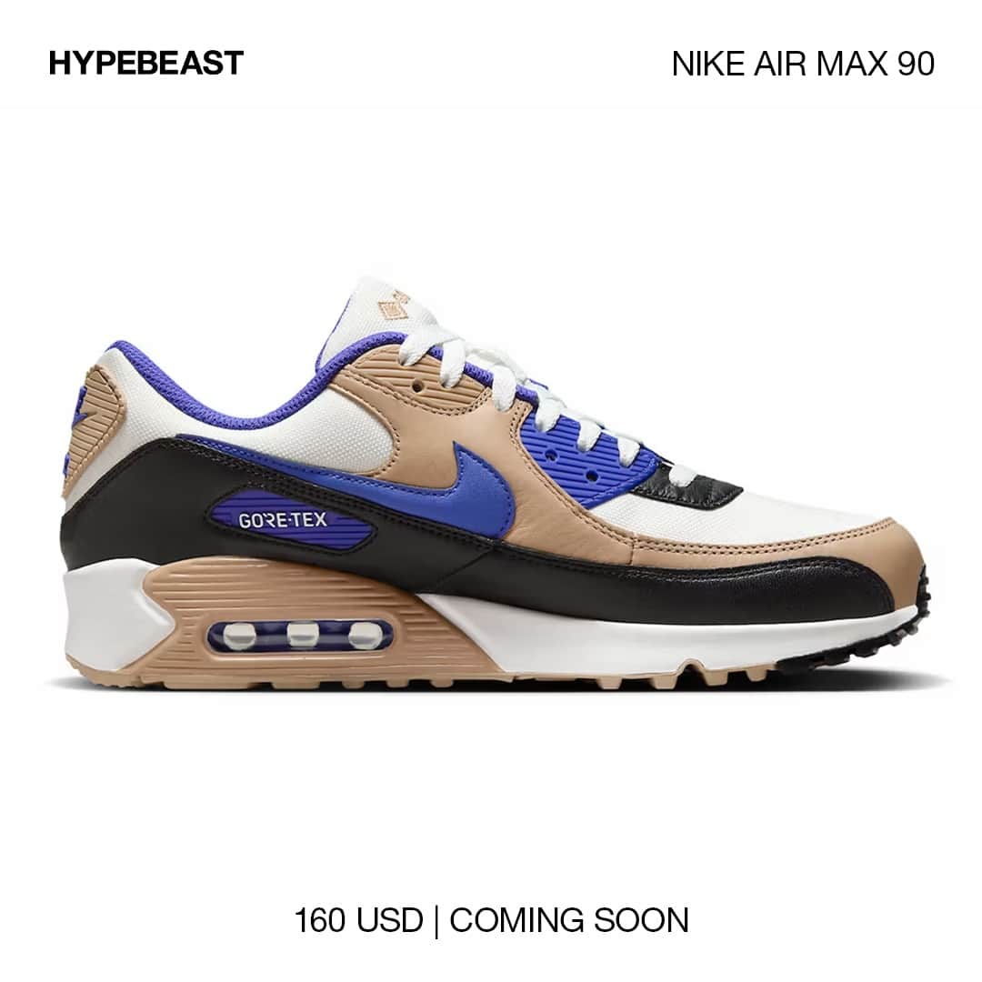 HYPEBEASTさんのインスタグラム写真 - (HYPEBEASTInstagram)「@hypebeastkicks: @nike has unveiled a new Air Max 90 iteration in its GORE-TEX collection.⁠ ⁠ The upcoming shoe is crafted with a white mesh base, and tan leather and purple-blue rubber overlays. Branding can be found on the leather panel Swoosh, embroidered GORE-TEX tongue insignia, Nike Air heel and insole logos and additional stamping on the lateral. The sneaker rests on a white and tan midsole with a transparent Air Max unit and tan and black outsole while white laces tie the model together for a clean finish.⁠ ⁠ The pair is set to release in the coming months via Nike and select retailers for $160 USD.⁠ Photo: Nike」7月24日 19時45分 - hypebeast