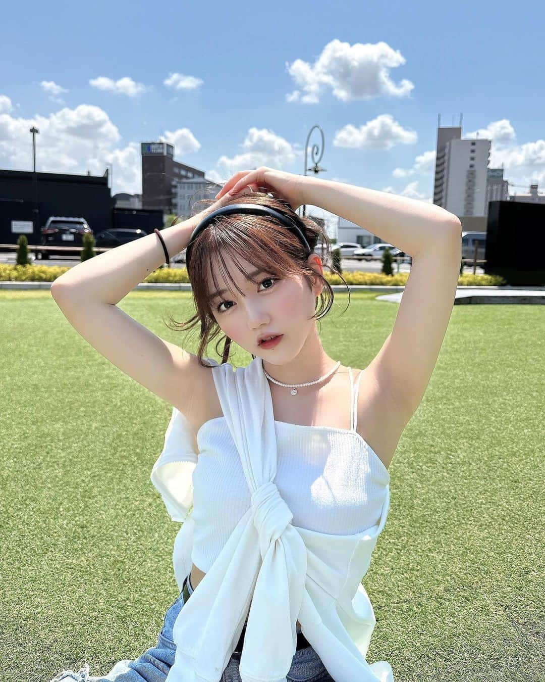 田島櫻子のインスタグラム：「暑いけど夏は好き🫠❤︎」