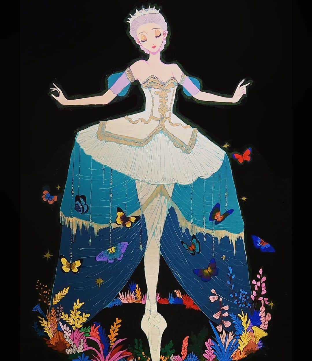 八館ななこのインスタグラム：「｢Dancer｣ gouache on canvas／F15」