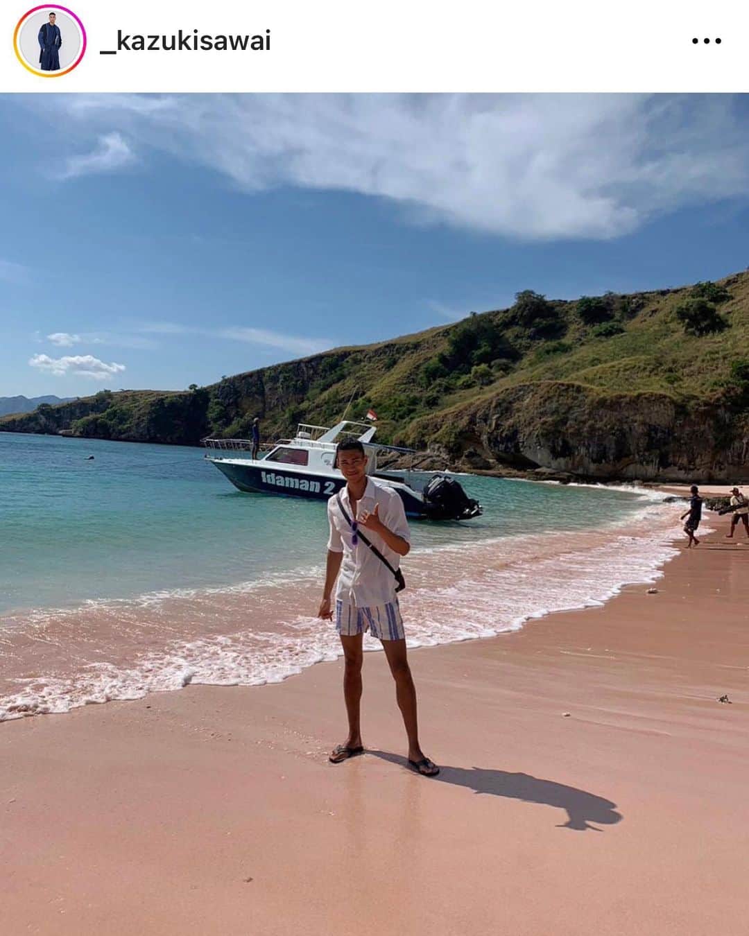 朝日放送「朝だ！生です旅サラダ」さんのインスタグラム写真 - (朝日放送「朝だ！生です旅サラダ」Instagram)「_kazukisawai  ピンクビーチ🏖️🪸  珊瑚の破片が交じり合ってできた美しすぎるビーチ、ピンクビーチに行ってきました！✨  居るだけでめちゃくちゃロマンチックな気分になれた〜💕ぜひ大切な人と👍🏾　  インドネシアには紹介しきれないくらいの絶景スポットが沢山ありました🥺  #コモド島諸島 #ピンクビーチ #美しすぎるビーチ #オフショット #インドネシア #フローレス島 #朝だ生です旅サラダ #ABCテレビ #朝日放送テレビ #海外の旅 #旅サラダリポーター #海外リポーター #マリ共和国　#日本　#ハーフ #パリコレ　#モデル　#俳優　#澤井一希」7月24日 15時23分 - tabisalad