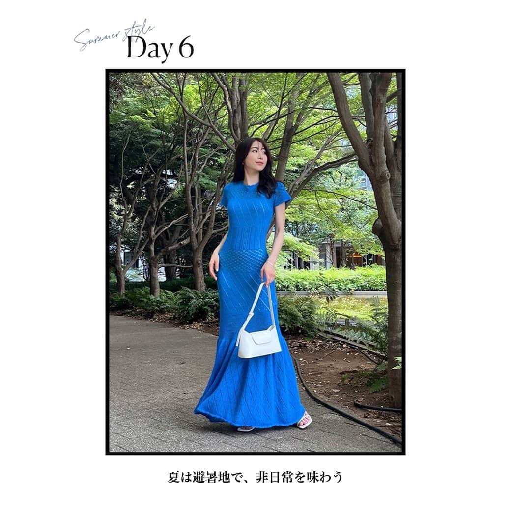 デュラスアンビエントのインスタグラム：「𝑺𝑼𝑴𝑴𝑬𝑹 𝑺𝑻𝒀𝑳𝑬 𝟲 𝒅𝒂𝒚𝒔  ◾︎ DAY 6  緑々しい木々に囲まれた軽井沢で過ごす、一泊二日の小旅行🍃 水辺に映える優美でリラクシーな一枚が、なんとも涼しげで、今夏の茹だる暑さをも忘れさせてくれそう🕊️  💡TOPページより最新特集をご覧頂けます✔︎  ＿＿＿＿＿＿＿＿＿＿＿ ✔︎ @ambient_styling #AMBIENT #ambient_official #ambientstyle #アンビエント #夏コーデ #リゾートコーデ #ワンピース #マキシワンピース」