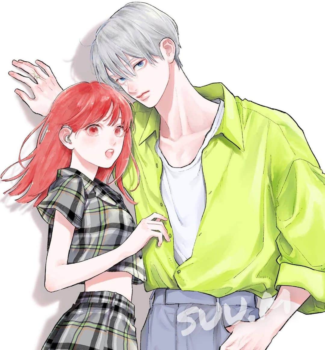 森下suuのインスタグラム：「表紙の元絵です☺︎☺︎  #ゆびさきと恋々」