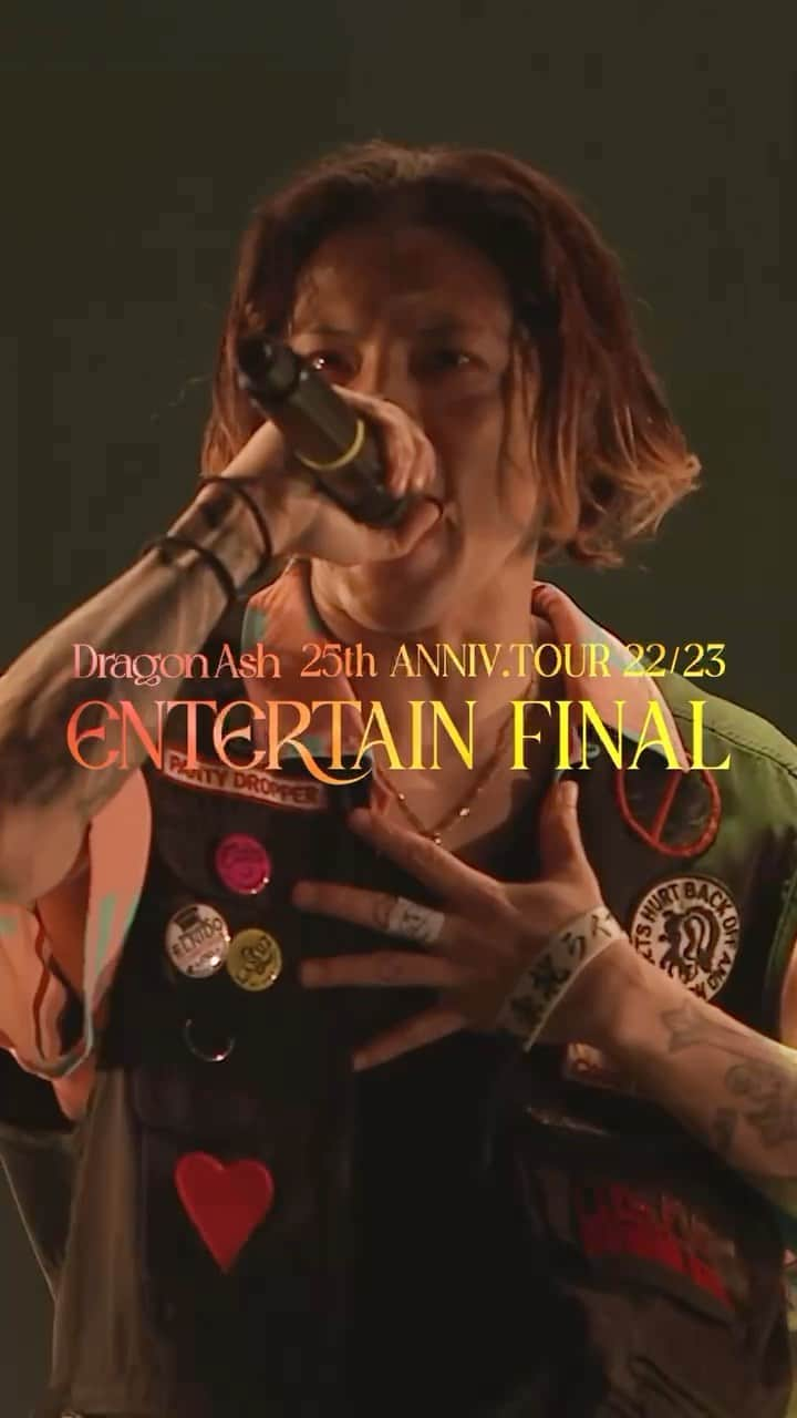 Dragon Ashのインスタグラム：「Dragon Ash 『25th ANNIV. TOUR 22/23 ～ ENTERTAIN ～ FINAL』SPOT公開🔥 そして本日21時～ ”Monday Night Dragon Ash Live Archives” 第一回ライブ映像配信あります⚡️ https://youtu.be/RXfUh8NySxc」