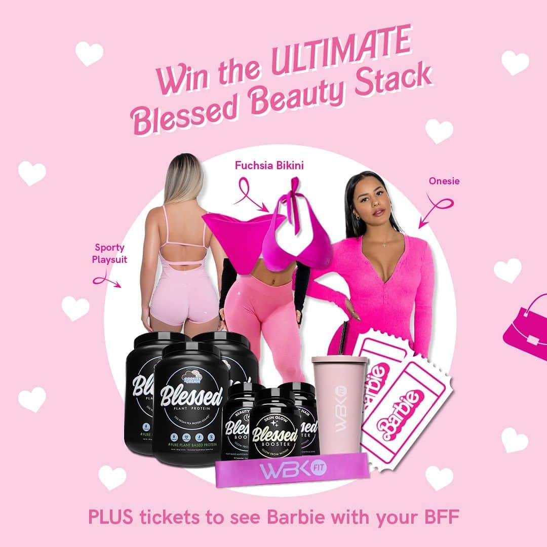 Katya Elise Henryさんのインスタグラム写真 - (Katya Elise HenryInstagram)「[GIVEAWAY CLOSED] 💕🌸🎀 Calling all besties, babes and barbz!   We're doing a giveaway for all our Blessed babes to win 3 MONTHS WORTH of the ultimate Blessed Beauty Stack and Katya's fave pink items from our website PLUS tickets to see Barbie the Movie with your BFF 👯‍♀️ 💕  Here's what you could win:  💝x3 Blessed Protein tubs in LIMITED EDITION flavors  💝x3 Blessed Booster Beauty Sleep  💝x3 Blessed Skin Booster 💝x3 Blessed Booster Healthy Hair 💝 Rio Twist Top & Maui Scrunch Bottom in Fuchsia 💝 WBK Pink booty band 💝WBK Pink Tumbler 💝WBK Ribbed Lounge Onesie  💝 The Sporty Playsuit in Candy Pink  💝 Mid-rise Summer leggings in Bubblegum Pink 🎟️🎟️x2 tickets to see Barbie the Movie   Hol' up, this isn't just a good ol' giveaway... we're choosing not one, not two, but FIVE winners.   Here's how you can win - it's simple!  •Tag a bestie in the comments  •Make sure you're both following @WBKFIT, @katyaelisehenry and @blessedprotein  •Subscribe to WBK Fit's VIP list as a bonus entry! (Click the link in bio)  Winners will be announced on August 7!  #barbie #wbkfit #katyaelisehenry #blessedplantprotein」7月24日 21時33分 - katyaelisehenry