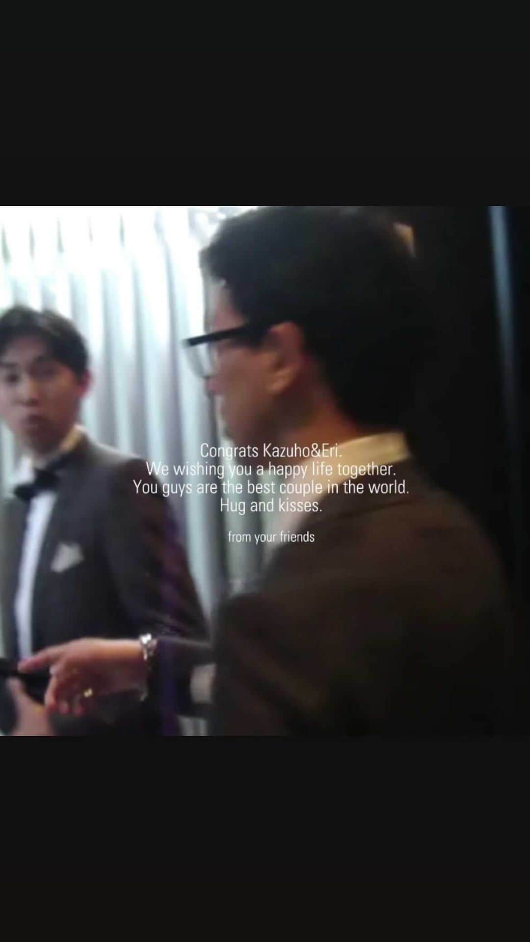 加藤愛里クリスティーナのインスタグラム：「Kazuho & Eri  wedding ceremony   digest movie 2次会で流してもらった動画がこちらです💍 フィルムっぽい動画がいいってことで、画質の良い動画はプロの方に任せて私はオール昔のカメラで📷 親友の結婚式はもう泣けた泣けた🥲💖」