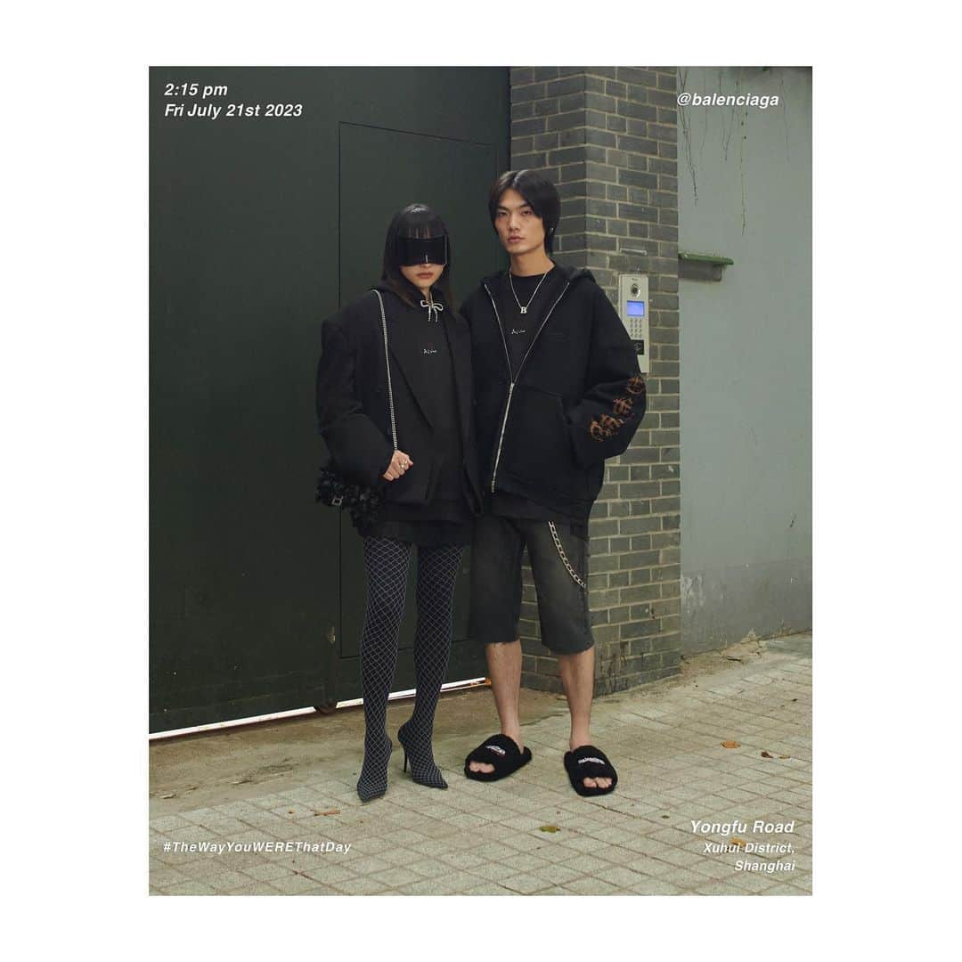 筒井心一のインスタグラム：「@balenciaga x @thewayyouwerethatday Qixi Festival 2023 Campaign【Client Work】  Hanna and Takuro on #YongfuRoad at 2:15 pm, on July 21 Friday 2023, #XuhuiDistrict #Shanghai #China #七夕节 #上海 #巴黎世家  Many thanks for this opportunity to Demna and the team @balenciaga, also I am so grateful for everyone that supported me throughout this project.」