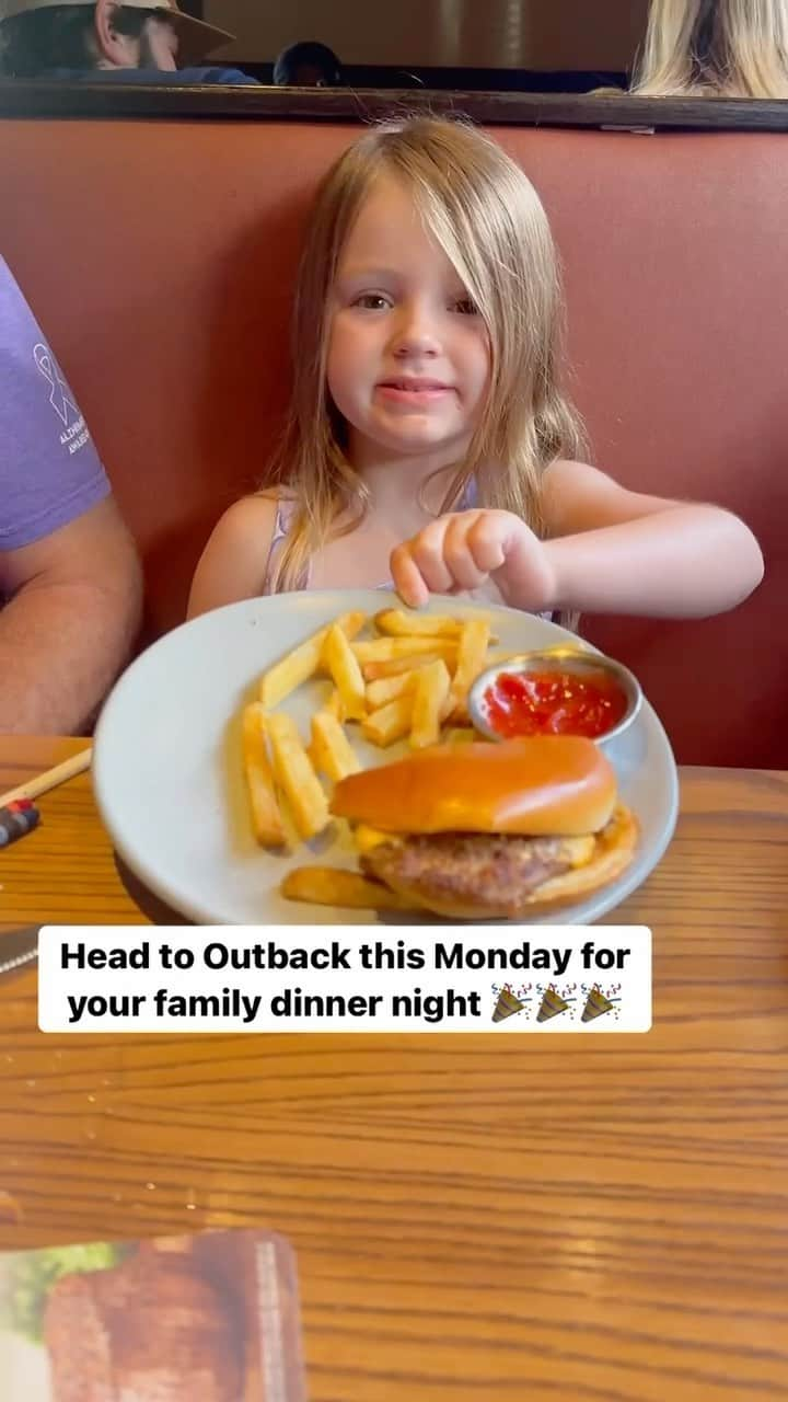 Outback Steakhouseのインスタグラム：「Repost 🎥 @our.peachy.home || Today, Kids Eat Free! Get a FREE Joey meal when you purchase an adult entree. Available when you dine-in or order online using code FREEJOEY2023.  Restrictions apply. Learn more at link in bio.」