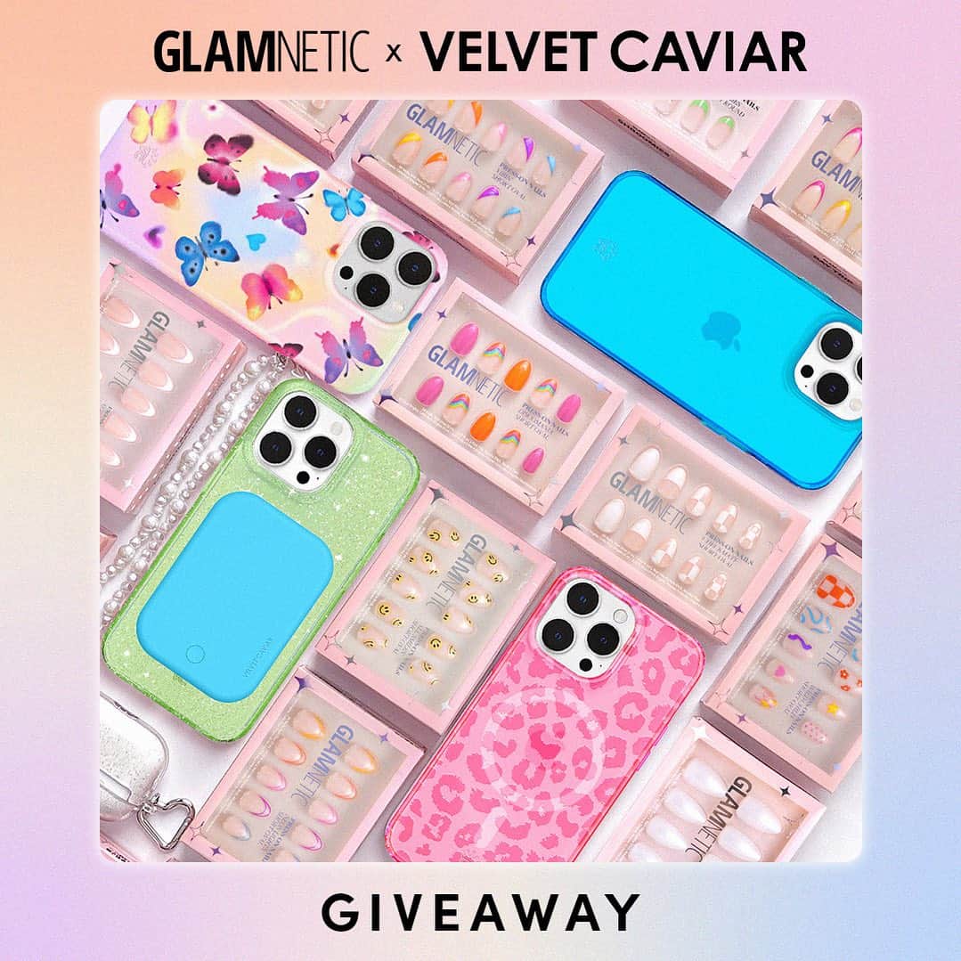 VELVETCAVIARのインスタグラム：「It's time for a Beachy Bliss #GIVEAWAY 🤳✨ We teamed up with @velvetcaviar to get 2️⃣ of you summertime ready and a chance to win a $150 gift card from Velvet Caviar and a $150 gift card from Glamnetic so you can get those vibrant summery phone cases + beauty products perfect for a sun-kissed look 📱😍  To Enter: ✨ Follow both @velvetcaviar and @glamnetic ✨ Like this post ✨ Tag 3 friends in the comments BONUS ENTRY: 💖 Comment below your go-to mirror selfie pose 👇 💖 Share to your story and tag both @velvetcaviar and @glamnetic  Giveaway ends 7/27 at 11:59PM PST. Winner will be announced via caption on this post and ONLY contacted by DM from our verified blue checkmark accounts. Good luck! 😍」