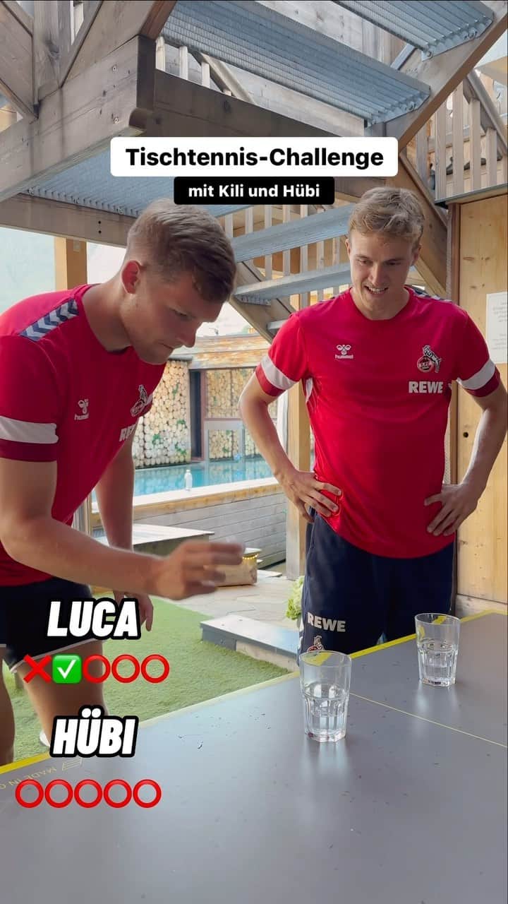 1.FCケルンのインスタグラム：「𝐂𝐡𝐚𝐥𝐥𝐞𝐧𝐠𝐞 𝐓𝐢𝐦𝐞 👊 Und direkt ‘ne knappe Kiste zwischen @luca_kilian und @timohuebers 😂 ___ #effzeh #challenge」