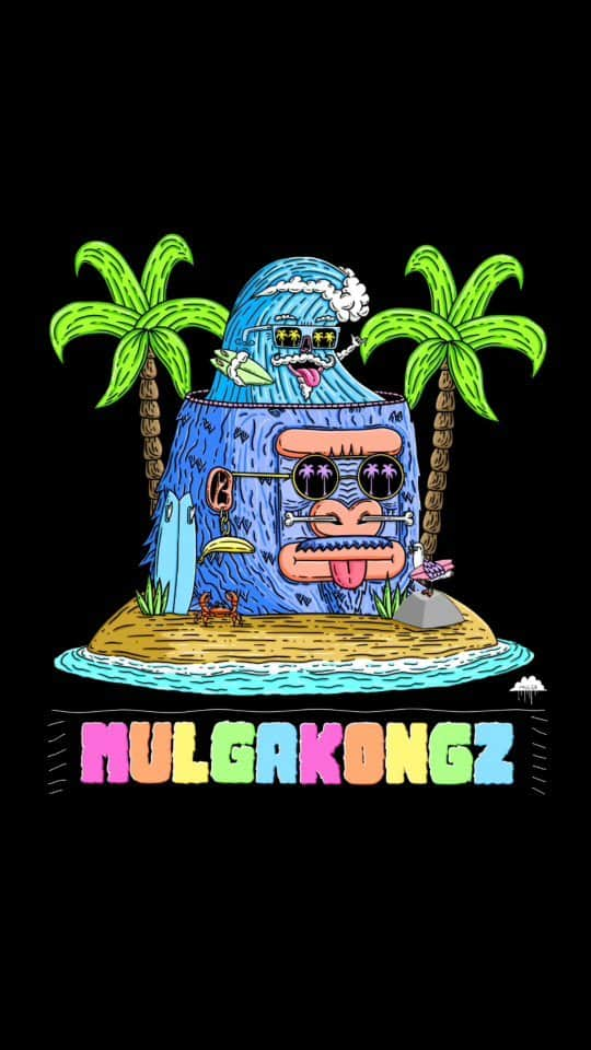 MULGAのインスタグラム：「Mulgakongz tees have dropped! ⁣ ⁣ Here's a look at all the elements that went into the design 👀🦀🦍🌴⁣ ⁣ And Mulgakongz holders get it (and all my other merch) for 20% off 🤝🦍🤝⁣ ⁣ #mulgatheartist #mulgakongz #nft #cnft #art #artoftheday #artist #ArtisticExpressions #digitalart #surfart #summerart #gorillaart #gorilla」