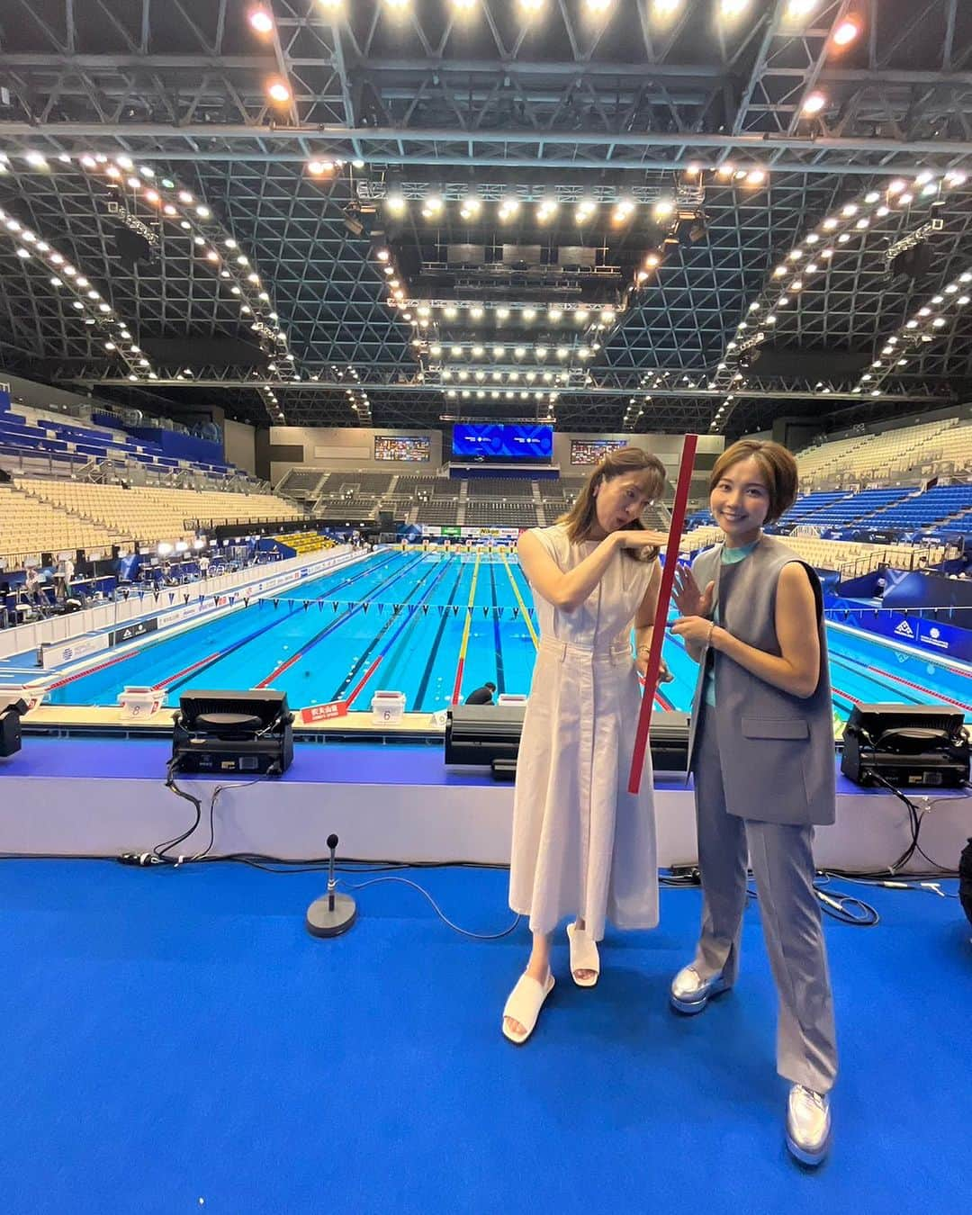 寺川綾さんのインスタグラム写真 - (寺川綾Instagram)「7/24 o.a.報道ステーション🌟 スポーツコーナー🏊‍♀️🏊‍♂️ 福岡マリンメッセより修造さん、ヒロドさん、萩野くんと一緒にお伝えさせていただきました🙋‍♀️ 赤いラインを超えていくレース、引き続き楽しみに応援したいと思います🫡✨ #報道ステーション #スポーツ #世界水泳福岡 #福岡マリンメッセ #4人で #赤いラインについて #このライン #盛り上がるよね #引き続き期待」7月25日 8時34分 - terakawaaya_official