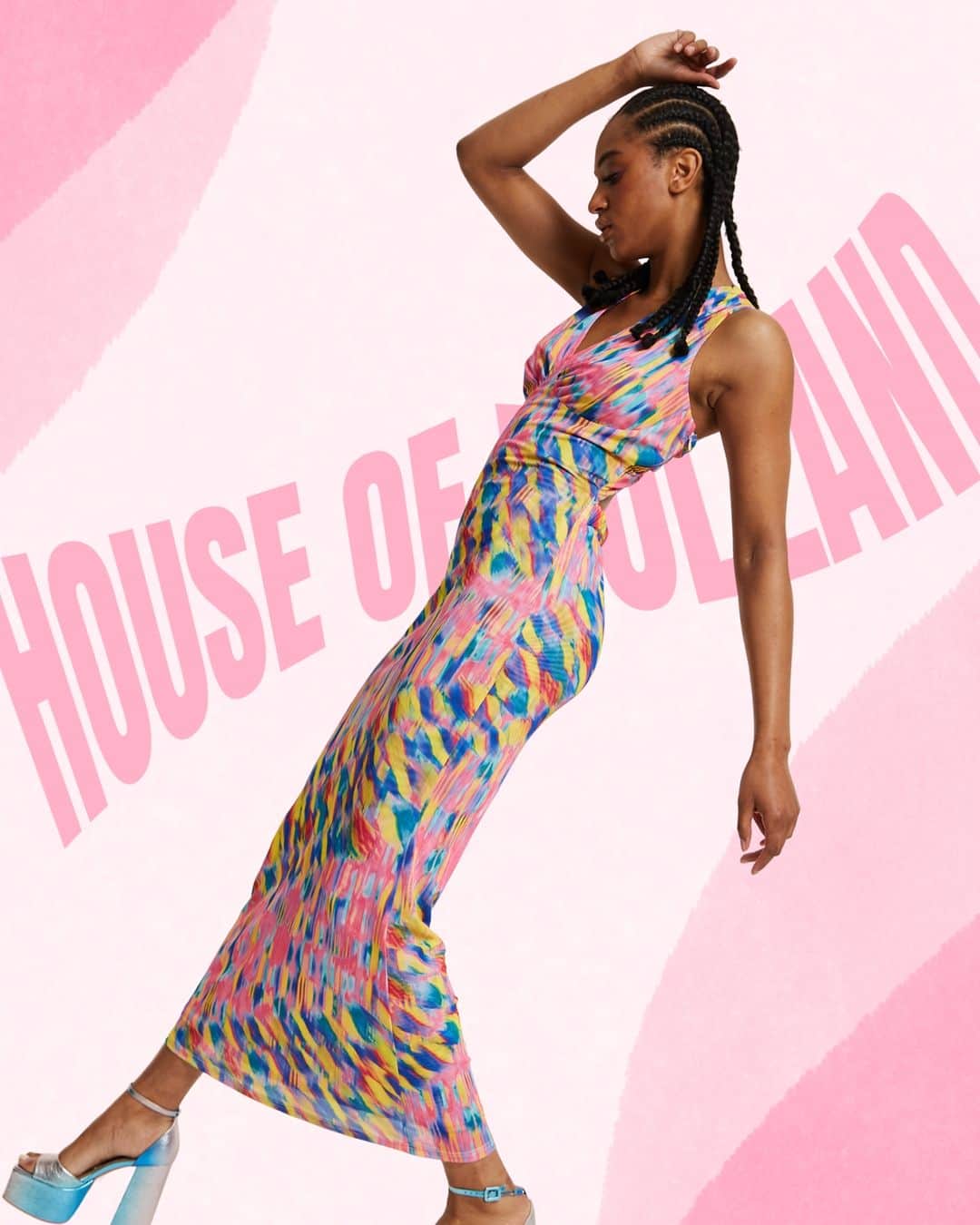 のインスタグラム：「Unleash your inner rainbow with our House of Holland Pink Maxi Dress! 🌈💕 Elevate your summer wardrobe with this captivating multicolored beauty that's bound to turn heads! 🔥  #houseofholland #ss23 #summerstyle #pinkaddict #fashionstyle #bolddesign #bebold #maximalistfashion #ukfashion」