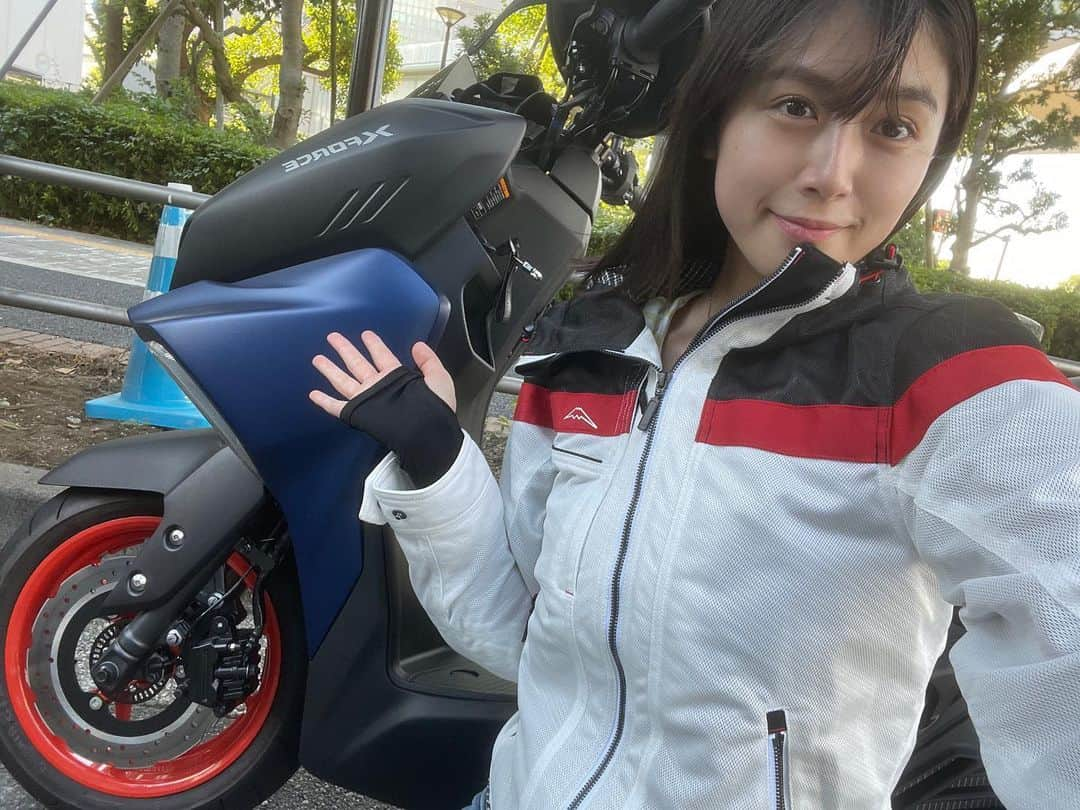 北向珠夕のインスタグラム：「バイクのニュースさんのお仕事でした！  色々なバイクに乗れて楽しい🙇‍♀️ #YAMAHA #xforce  #クシタニ #バイクのニュース」