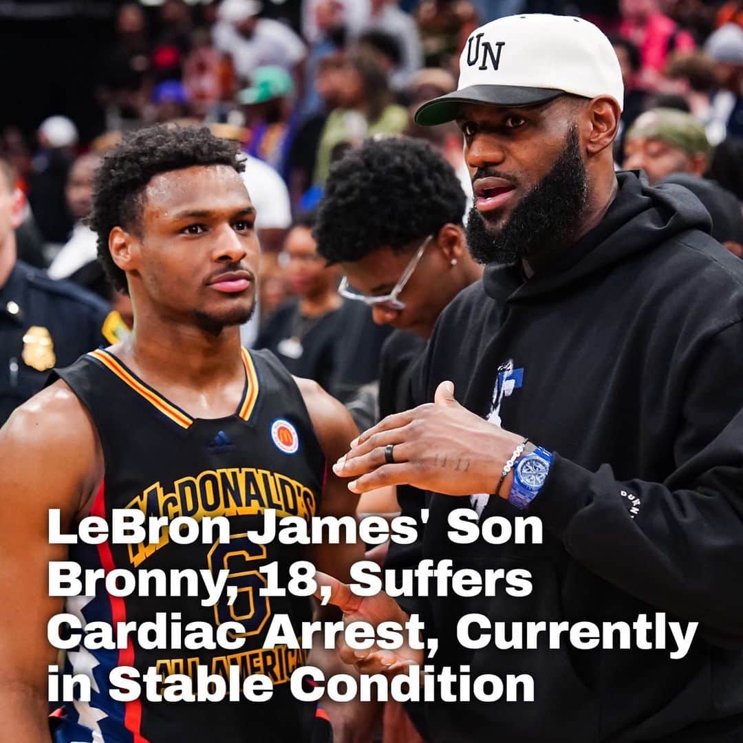 Just Jaredさんのインスタグラム写真 - (Just JaredInstagram)「LeBron James' son Bronny James, 18, a rising basketball star, suffered from cardiac arrest while at a basketball practice. The James family just released a statement providing an update on what happened. Tap this photo at the LINK IN BIO for everything we know. Our thoughts are with Bronny and the entire James family right now. #LeBronJames #BronnyJames Photo: Getty」7月25日 23時55分 - justjared