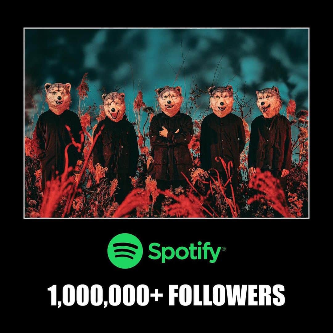Man With A Missionのインスタグラム：「We now have 1,000,000+ followers on @spotify @spotifyjp 💚   Thanks to all the Wolves that have followed us and joined the MISSION⚡️🐺   🎧 Check us out here: MWAM.lnk.to/Spotify  #MWAM #MANWITHAMISSION」