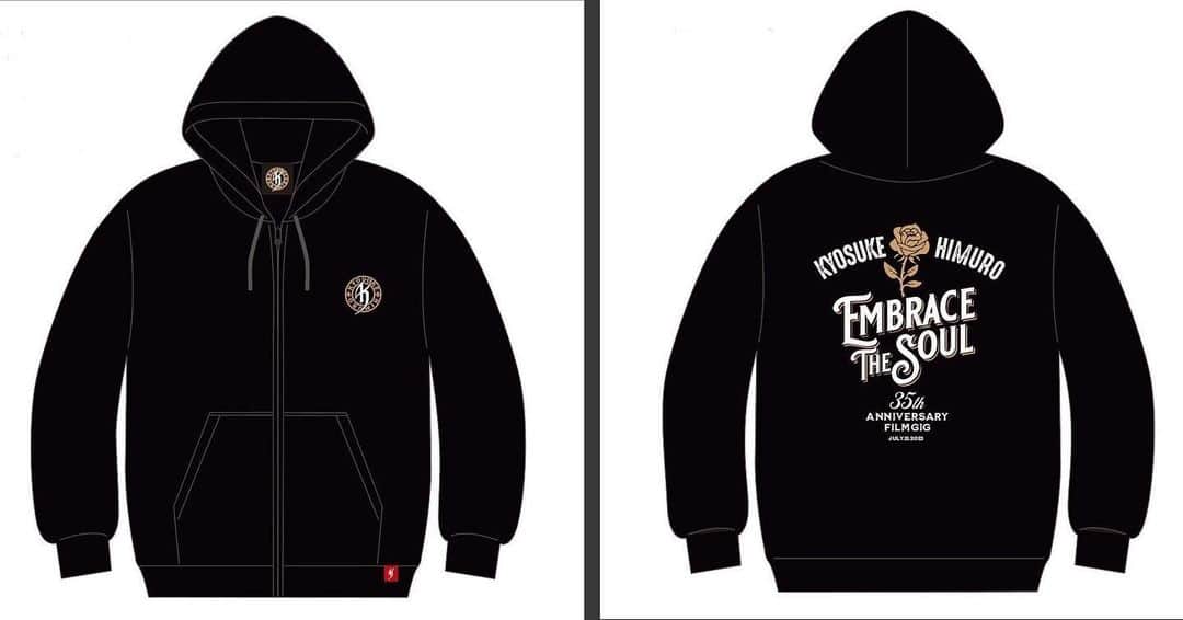 氷室京介のインスタグラム：「7月21日に開催された『KYOSUKE HIMURO 35th Anniversary Film GiG “EMBRACE THE SOUL”』の会場で販売致しました『ロゴ ZIP UP パーカー』の返品対応に関するご案内をホームページに掲載いたしました。  会場にて『ロゴ ZIP UP パーカー』をご購入いただいたお客様は、ご一読ください。  himuro.com/news/」