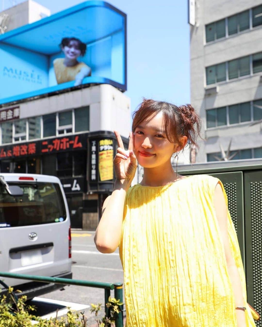 のインスタグラム：「さきほど @museeplatinum_official さんの記者会見に出席してきました✨  こんなふうに、原宿にて会えるのでぜひ会いに来てくださいっ！  詳しくは特設ページ：https://musee-pla.com/campaign/1cfsldh/top.html をチェックお願いします🌼🌼🌼」
