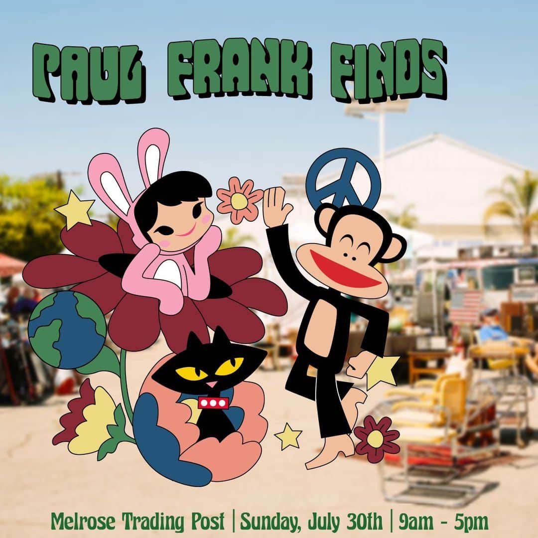 ポールフランクのインスタグラム：「Paul Frank and fans is a friendship worth celebrating!! Join us at Melrose Trading Post for a chance to snag free swag and shop our newest drop!」