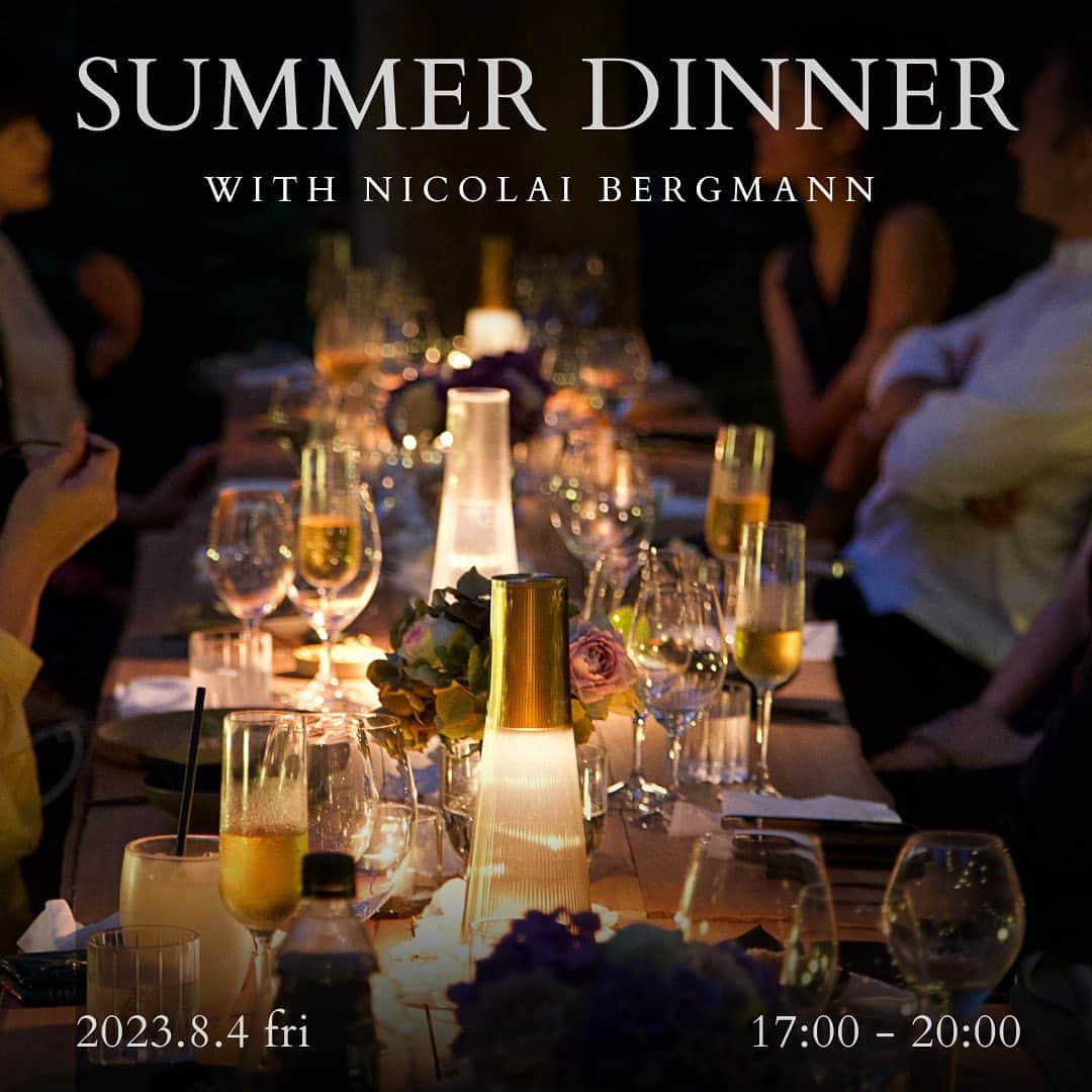 ニコライ・バーグマン・フラワーズ＆デザインさんのインスタグラム写真 - (ニコライ・バーグマン・フラワーズ＆デザインInstagram)「8/4 実施のニコライ・バーグマンと過ごすサマーディナーイベントまであと少し！残席わずか、ぜひこの夏だけの特別な瞬間を体験ください。⁠ ⁠ 8 /4 (金曜日) Summer Dinner with Nicolai Bergmann　⁠ 詳細、予約方法は下記ご確認ください。⁠ ⁠ 限定20名様をご招待するこのイベントでは、クローズ後の園内を特別に貸切り、ニコライ本人によるガイドツアーを楽しんでいただきます。ツアー途中にはデンマークならではのフィンガーフードやドリンクをご用意。ライトやキャンドルが灯された園内で特別な時間をお過ごしください。⁠ ⁠ ガイドツアーの後には、NOMU hakoneにてデンマーク出身のシェフによるフルコースをご堪能いただきます。箱根近郊で取れた新鮮な食材をふんだんに使用したこの日限定のデンマーク料理をご提供いたします。お帰りの際にお土産として、ニコライ バーグマン 箱根 ガーデンズオリジナルのアロマキャンドルをプレゼントいたします。⁠ ⁠ デンマークと箱根の大自然、そしてフードが組み合わさった特別なサマーディナーイベント – Summer Dinner with Nicolai Bergmann。心地よい涼しい風が肌に触れ、夕日によって黄金に輝く木々に包まれたニコライ バーグマン 箱根 ガーデンズで、ぜひ特別な夏の夜のひとときをお楽しみください。⁠ ⁠ 【実施日⁠】⁠ 8/4 金曜日 ガイドツアー  17:00 – 18:00 ディナータイム 18:00 -20:00 (20名様限定)⁠ ⁠ 【金額】 1名様 ¥29,700 (税込)⁠ ⁠ 【応募方法⁠】⁠ hakone@nicolaibergmann.comにお名前とご連絡先、参加希望日時を記入の上、メールをお送りください。先着順にてご予約を承ります。当日キャッシュレス決済となります。⁠ ⁠ キャンセルはイベント実施日の４日前までとなります。それ以降はお受けできませんので、予めご了承ください。⁠ ⁠ #nicolaibergmann_hakonegardens #nicolaibergmann #hakonegardens #ニコライバーグマン箱根ガーデンズ #箱根 #箱根旅行 #箱根カフェ #箱根観光 #箱根グルメ #東京グルメ #ディナーデート #ディナーコース #強羅」7月25日 19時19分 - nicolaibergmann