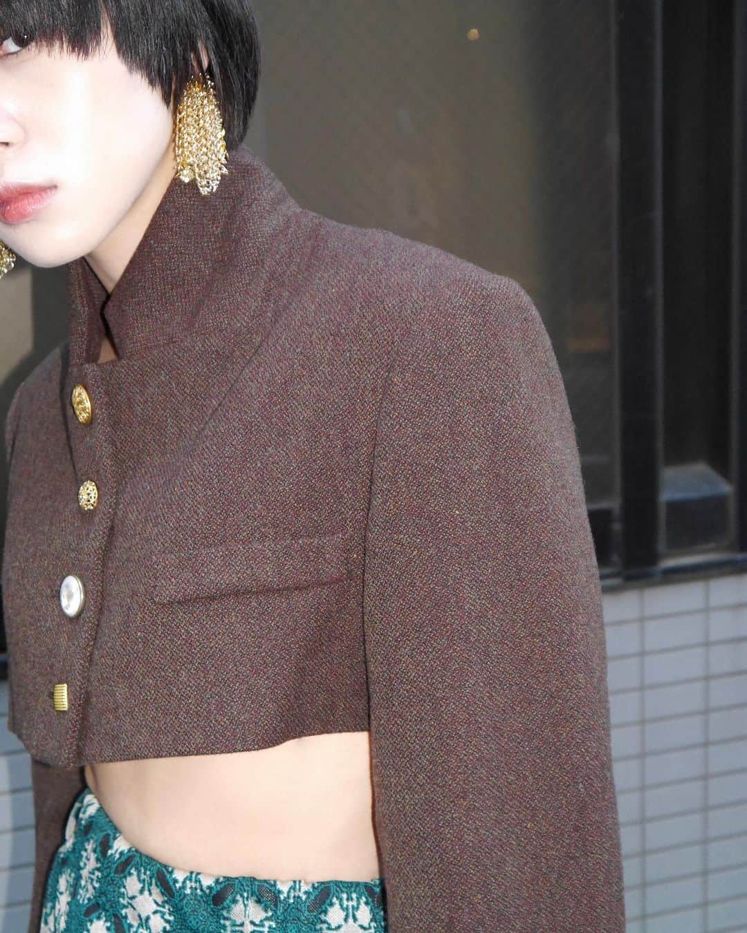 MIDWEST TOKYO WOMENのインスタグラム：「@fumietanaka_jp   short jacket ¥63,800- (154cm, size 1) jacquard half pants ¥25,300-  (size 1)」