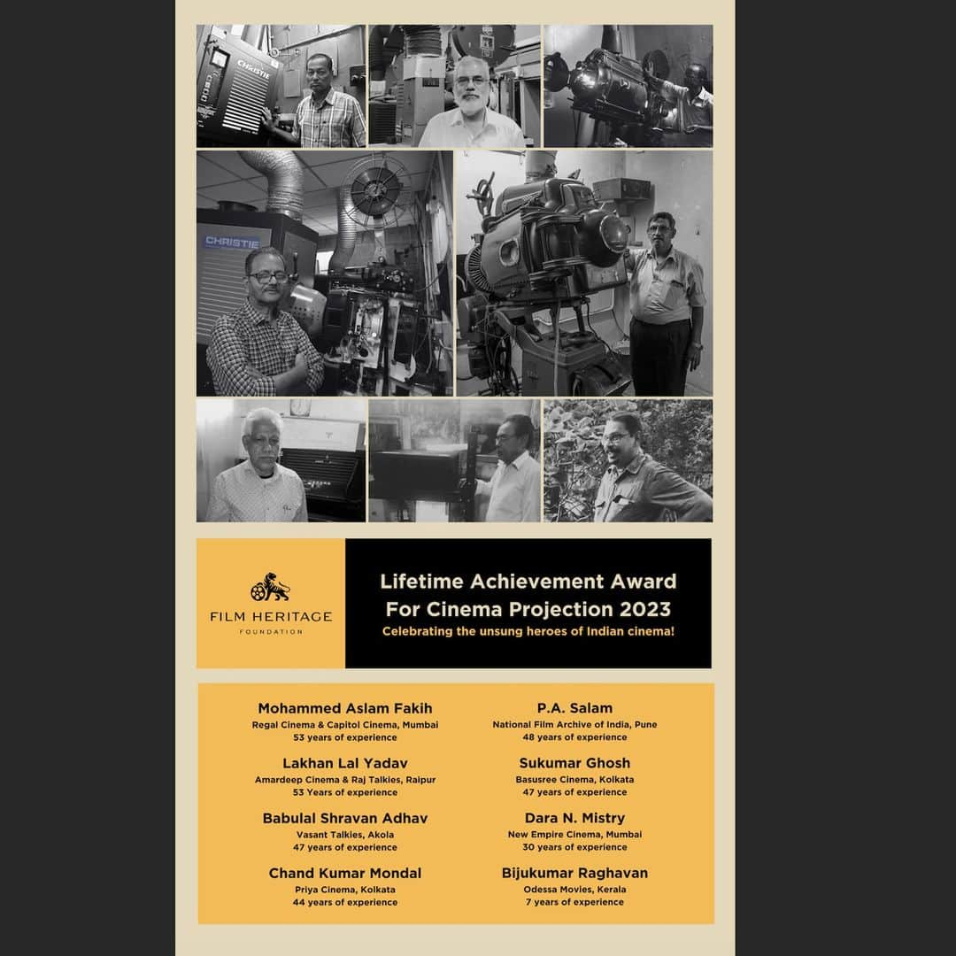 アミターブ・バッチャンのインスタグラム：「So proud that FHF will be presenting its Lifetime Achievement Award for Cinema Projection tomorrow to recognize the immense contribution of film projectionists.   It’s thanks to them that the work of us artists could reach all of you.」