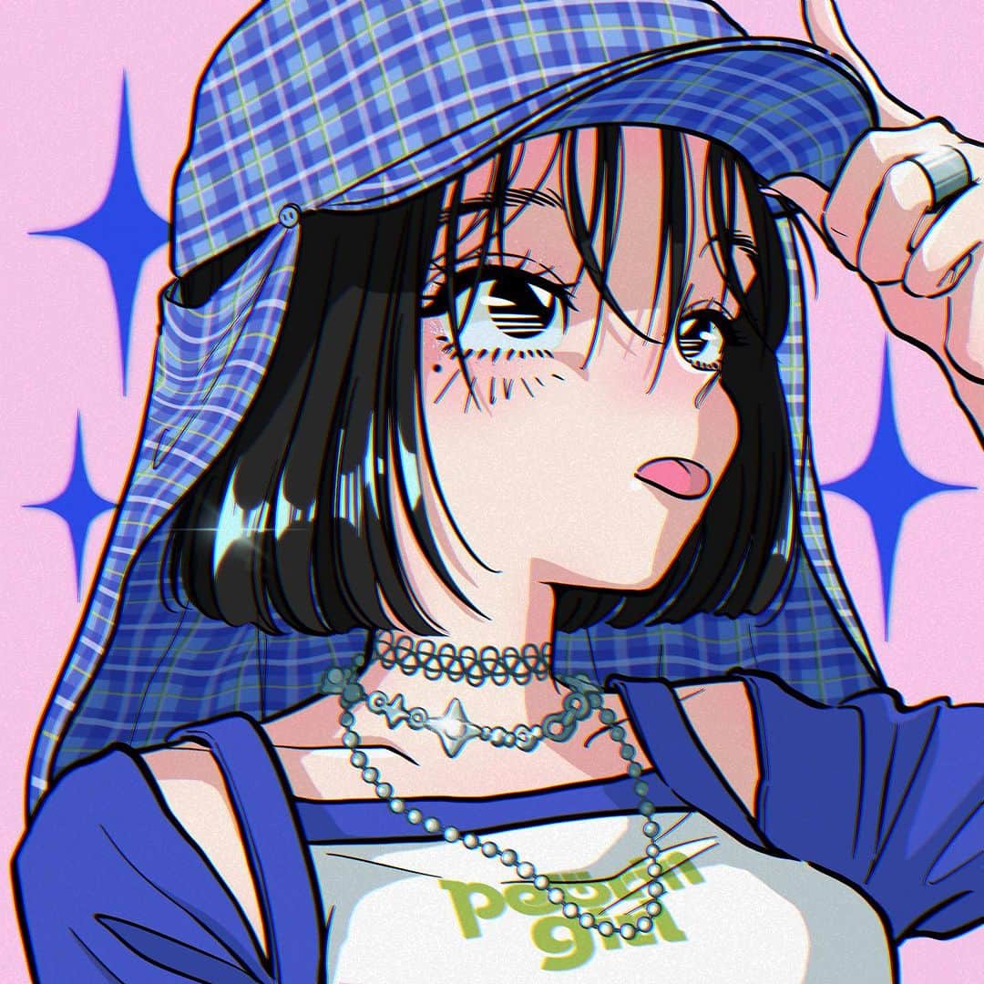 佐藤なつみのインスタグラム：「CAP PELORINGIRL🧢💙  3つめ😋✌️ 暑い日が続いておりますが、 皆さん体調に気をつけてお過ごし下さい！！☀️ 大阪個展まであと少しだ😋❤️‍🔥  ・－・－・－・－・－・－・－・－・－・  ♡大阪個展開催について♡ ◼︎会期日程 2023.8/3(thu)-8/20(sun) 在廊日:8/11-8/13   ◼︎住所 大阪府大阪市浪速区日本橋3-5-25 高島屋東別館1階  ◼︎場所 コミュニティーフードホール大阪・日本橋  ◼︎営業時間 10:00-22:00（ラストオーダー21:30） ※8/20　最終日のみ営業時間10:00-18:00  #エモい #illustration #illustrator #art #90s  #イラスト#オリジナル #citypop #女の子イラスト #ガールズイラスト #古着女子 #古着コーデ #古着 #イラストレーター #ストリートファッション #ストリート系女子」