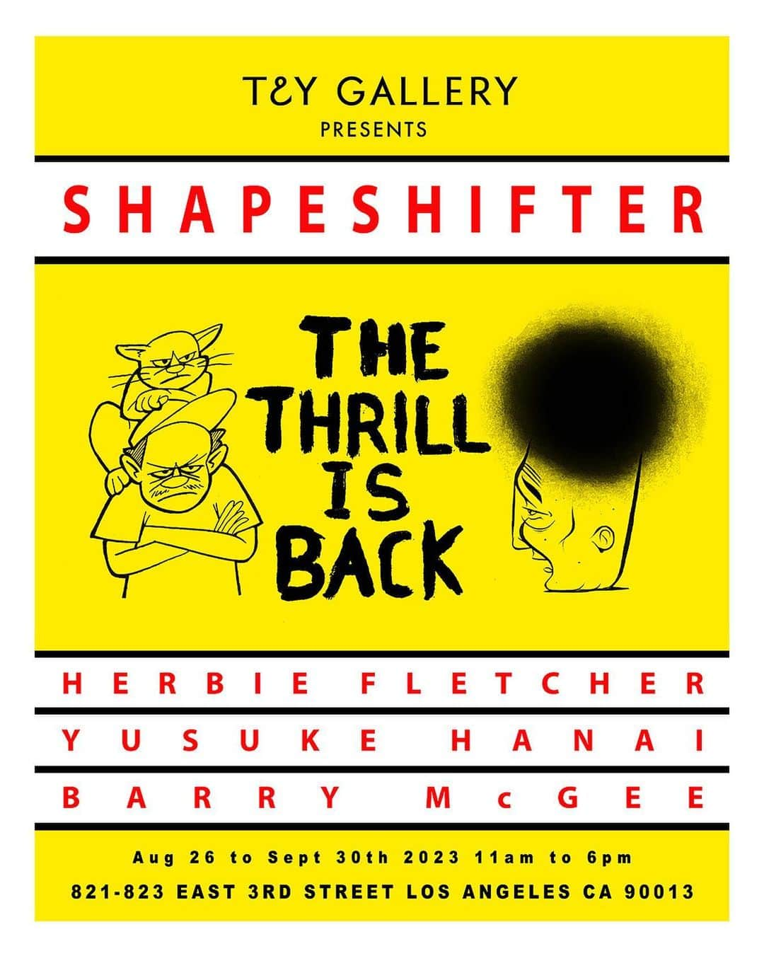 花井祐介のインスタグラム：「i'm thrilled to announce that I’m going to have art show “SHAPESHIFTER” with Herbie Fletcher and Barry McGee at new gallery in downtown LA @tandygallery  I am honored to have show with these two legends. Please join us the opening Aug 25th 4pm to 8pm.  LosAngelsにオープンする新しいギャラリー @tandygallery にて光栄にもとんでもないレジェンド2人と展示をすることになりました。 ８月の後半にロサンゼルスに行く予定の方是非観に来てください。 @tandygallery  @herbiefletcher  #barrymcgee」