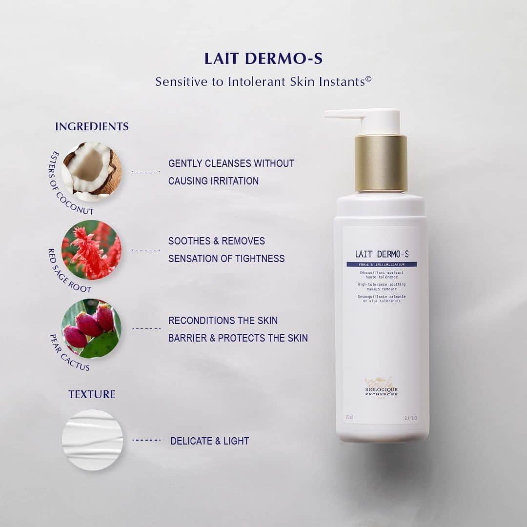 Biologique Recherche USAさんのインスタグラム写真 - (Biologique Recherche USAInstagram)「Lait Dermo-S✨ has been developed for sensitive and intolerant Skin Instants©.   It has a delicate, light texture and features red sage root and vitamin B5 to soothe skin, and pear cactus and vitamin B3 to help recondition skin.    Our test results show that Lait Dermo-S reduces skin sensitivity by 54%.   If you have previously been using Lait U and have sensitive skin, then Lait Dermo-S is for you.  #BiologiqueRecherche #FollowYourSkinInstant #BuildingBetterSkin #lait #cleansingmilk #LaitDermoS」7月26日 0時23分 - biologique_recherche_usa