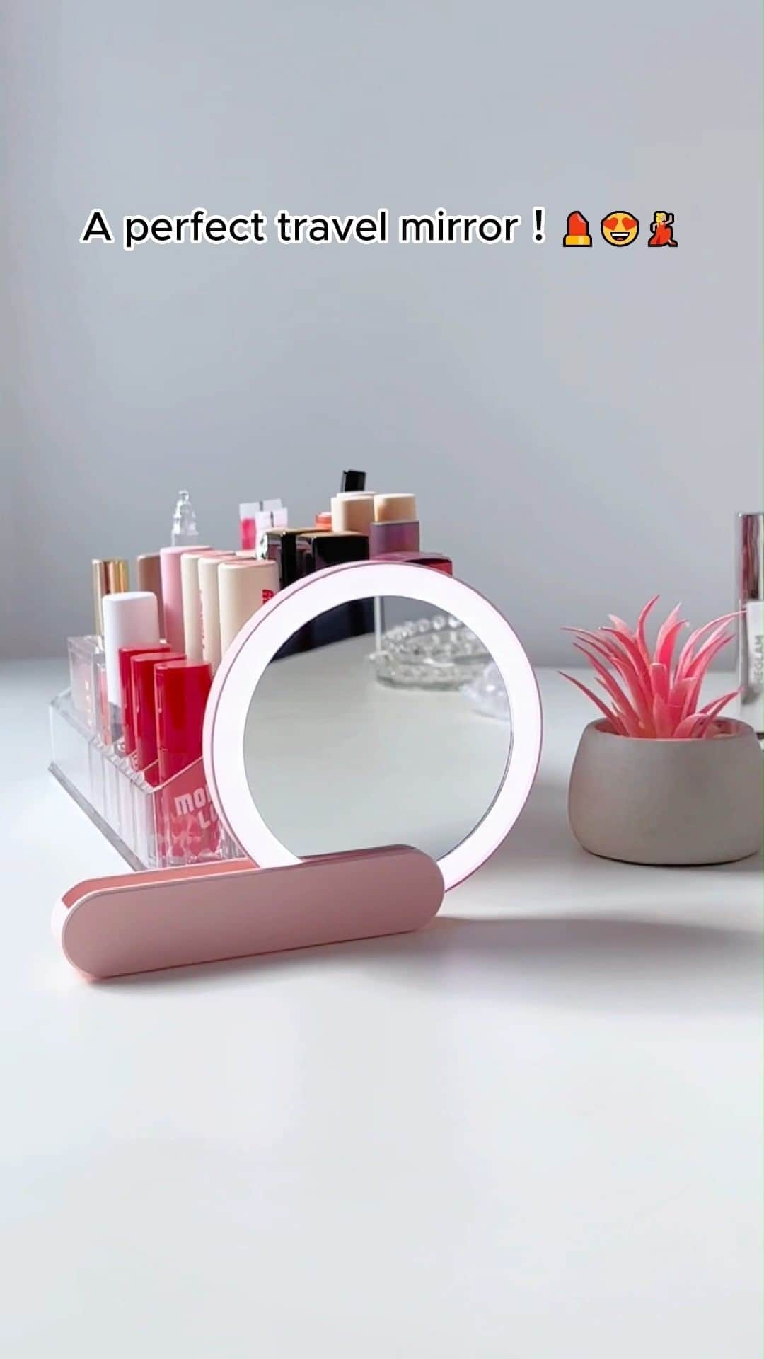 SHEINのインスタグラム：「Bring your beauty game on the road with our compact vacay-ready vanity mirror! 🪞✨ Just unfold to activate the LED light for a makeup and skincare tool that's so lit 🤩  🔎13781917  #SHEIN #SHEINforAll #SHEINstyle #fashion #chic #saveinstyle」