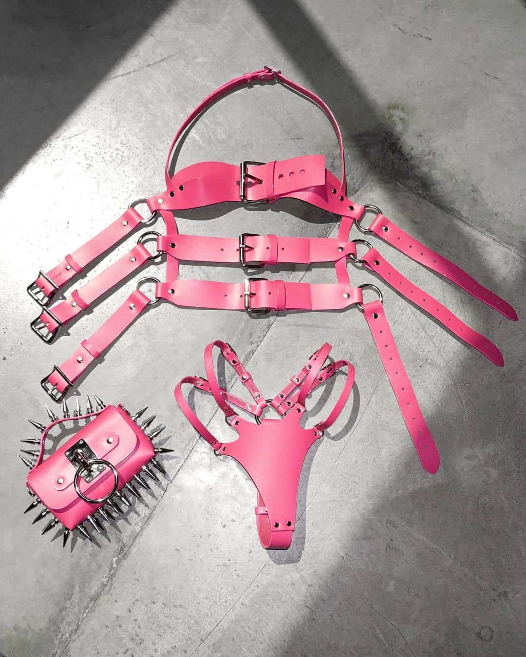 ZANA BAYNEのインスタグラム：「On my way to ____ in Pink Leather」