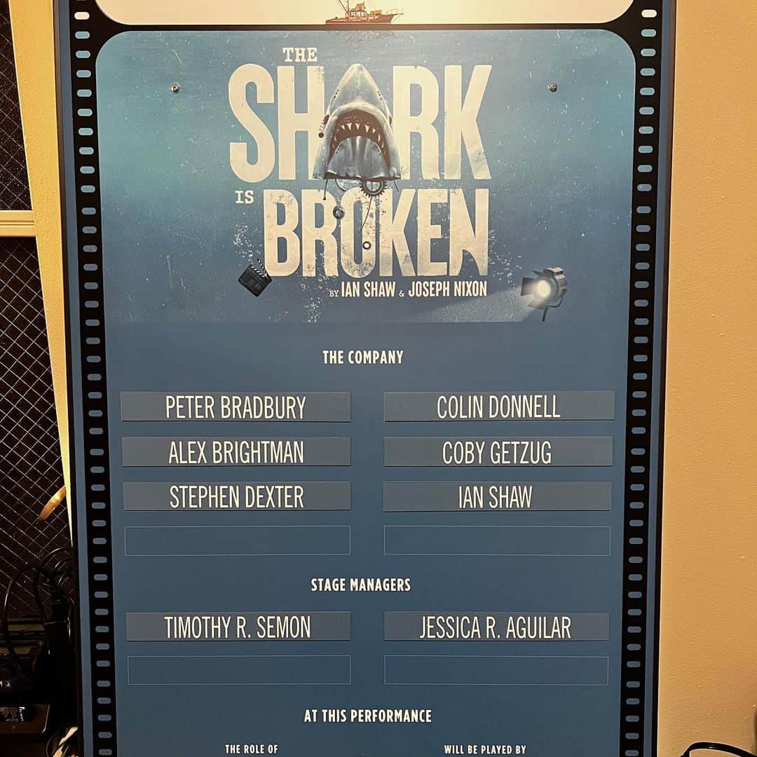 コリン・ドネルのインスタグラム：「Performances of @sharkonbroadway begin TONIGHT at the Golden Theater on Broadway!」