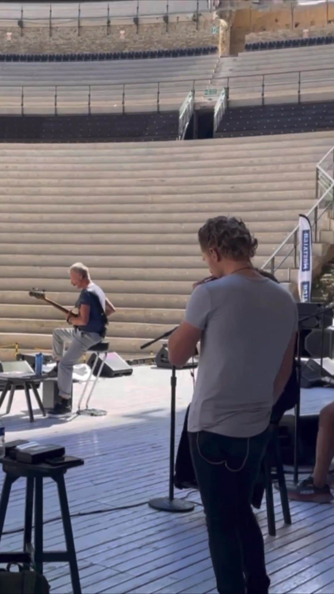 スティングのインスタグラム：「#Repost @trudiestyler ・・・ Soundcheck 🎸🎶  Roman Theatre of Orange Provence-Côte’d Azur」