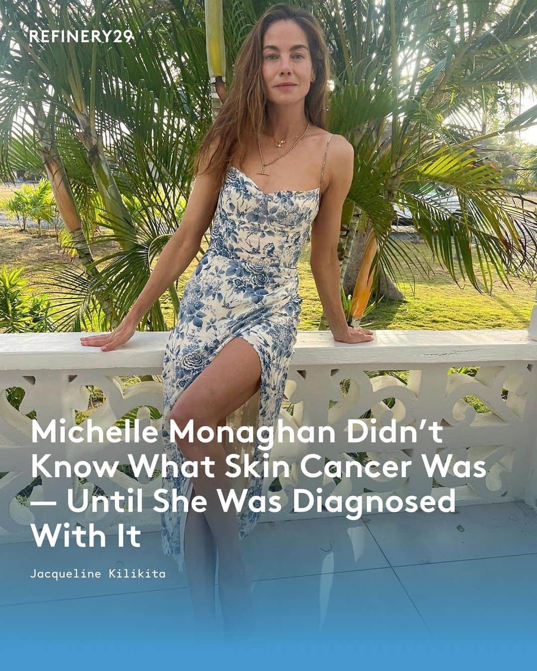 ミシェル・モナハンさんのインスタグラム写真 - (ミシェル・モナハンInstagram)「Actor Michelle Monaghan's life changed when she was diagnosed with melanoma.⁠ ⁠ "I grew up in Iowa where I worked in fields throughout the summer. I would often not wear any sunscreen whatsoever, but we didn’t have a lot of sun-sense back then and there was very little information about skin cancer. We would go to the pool and run around town wearing very little sunscreen; we also wanted to be a little "sun-kissed" for our homecoming or our prom. I'm the gal who would buy the 10-pack at the tanning salon. I remember the very first time I went in for that 20-minute session; I came out burned to a crisp because I have such fair skin. Little did we all know at the time how very dangerous tanning beds are. ⁠ ⁠ I'd always had a mole — a little smaller than my pinky nail — on the back of my left calf. I never paid any attention to it. In fact, I didn't know anything about changing moles, let alone what skin cancer was. I didn't know it even existed. One day, in 2007, my husband noticed that my mole had changed.⁠ ⁠ …My dermatologist said that she thought it was fine but advised removing it to be on the safe side. I had a biopsy and the results came back a week later. 'This is really dangerous,' the dermatologist said. 'Its melanoma.' Even at that point, I still knew very little about skin cancer so I was like, 'Okay!' I didn’t know that melanoma could be fatal. Once I got off the phone, I told my husband that it was melanoma and he responded, 'It's melanoma? That's serious.' And it was. The dermatologist told me that I would need to have a more significant surgery and she took away about an inch of skin in every direction to make sure we caught all of the cancer cells. It was pretty major to have something cut out of me."⁠ ⁠ Now, Michelle takes the sun *very* seriously. "I'm not here to sun shame anyone," she says. "We all love the sun. We need it. But there's a distinct lack of awareness around melanoma and sun safety."⁠ ⁠ Read about her experience with melanoma and how she protects herself now at the 🔗in bio. Story as told to @jacqueline_kilikita #R29Articles #wearsunscreen #michellemonaghan @skincancerorg」7月26日 3時03分 - michellemonaghan