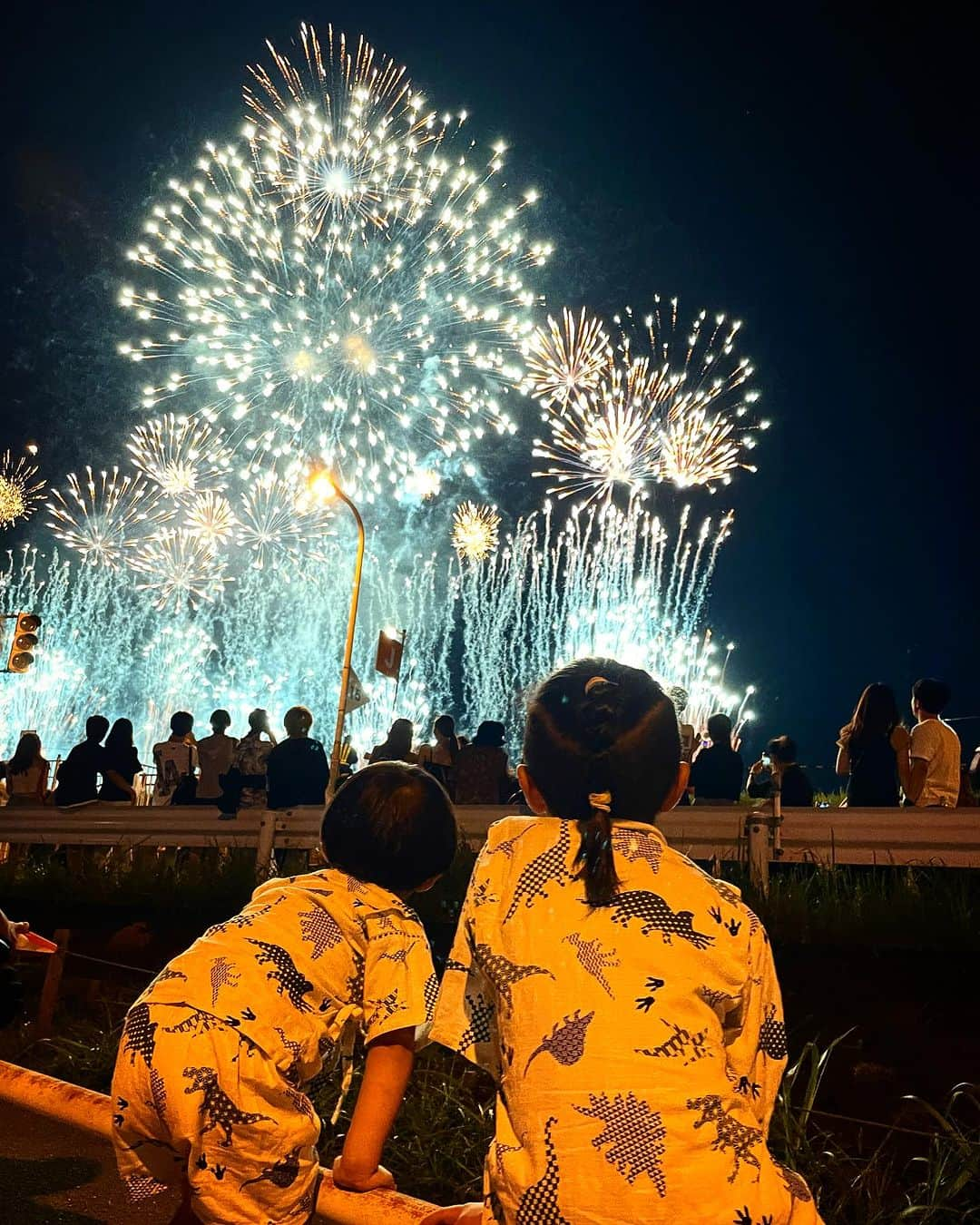 渡部太基のインスタグラム：「. コロナの影響で久しぶりの葛飾納涼花火大会🎆 蓮旺は4年ぶり、真晴&お姫は初めて✨ 5人家族になって初めての花火大会でした✌️  やっぱり夏の花火はいいですね〜🎆🎇 子供たちも大興奮でした😆  次は江戸川花火行くぞー☺︎☺︎ #葛飾納涼花火大会 #4年ぶり #夏だね #たまやー」