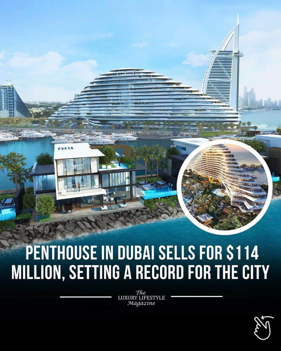 The Luxury Lifestyle Magazineさんのインスタグラム写真 - (The Luxury Lifestyle MagazineInstagram)「A jaw-dropping sale has taken place in Dubai, as a penthouse in the planned Marsa Al Arab Hotel was sold for an astonishing AED 420,000,000 ($114,000,000), setting a new record as the most expensive residential property ever sold in the city.  Situated atop the 13-story hotel, this luxurious penthouse offers an unparalleled living experience. Its expansive outdoor space comes complete with a private pool and grants a breathtaking 360º view of Dubai's magnificent ocean. The penthouse also boasts a dedicated lobby and not one but two private elevators for the utmost privacy and convenience.⁠  Drawing inspiration from futuristic superyachts, the hotel itself exudes elegance and sophistication. Nearby, a marina caters to these exquisite vessels, adding to the allure of the location. With a total of 386 rooms, four penthouses, and 83 apartment suites, the Marsa Al Arab Hotel promises an exclusive and opulent lifestyle for its residents. ⁠  The question remains: Would you be willing to spend $114,000,000 for this extraordinary penthouse?⁠  📍Marsa Al Arab Hotel, Dubai, UAE⁠」7月26日 6時20分 - luxurylifestylemagazine