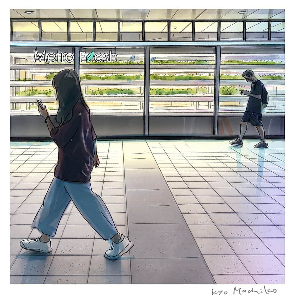 今日マチ子のインスタグラム：「Subway and Vegetables. 26 July 2023 / 2023年7月26日、地下鉄と野菜  #旅ができる日々 #thedayswecantravel #今日マチ子 #kyomachiko #台北 #taipei」