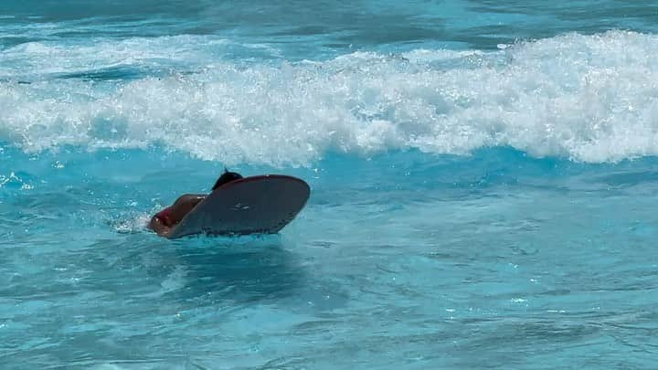 ヒョヌのインスタグラム：「보드는 민수보드 🏄‍♂️ 덥다 더워😅 #앵그리보드  성장중 #서핑#웨이브파크」