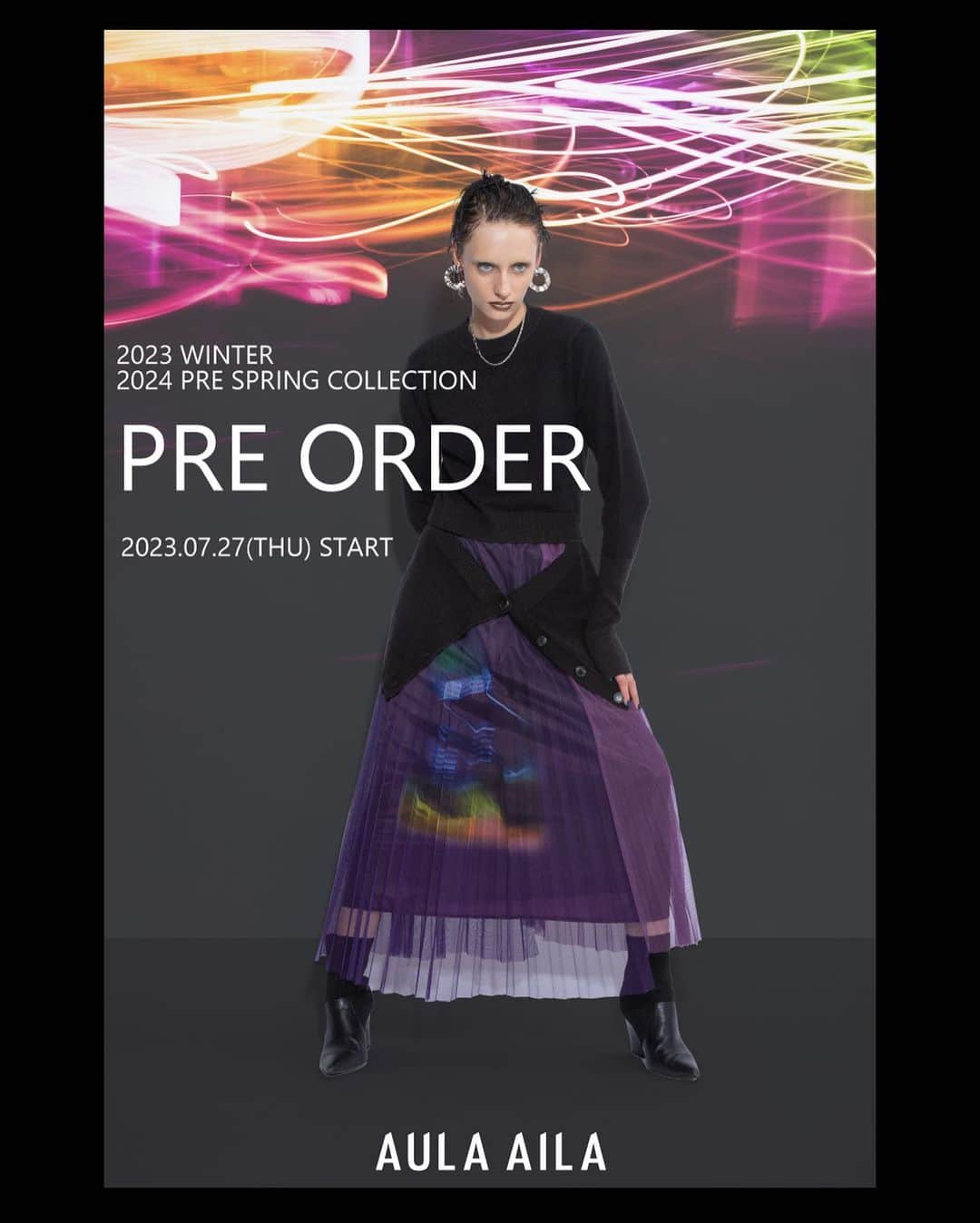 AULA AILAのインスタグラム：「・INFORMATION 明日12:00より AULA AILA OFFICIAL WEB STOREにて、2023 WINTER  2024 PRE SPRING COLLECTION先行予約会をSTART！  【開催期間】 7/27thu〜7/30sun  期間中ご予約いただいたお客様に、ポイント20倍をプレゼントいたします。 この機会に是非ご覧くださいませ。」