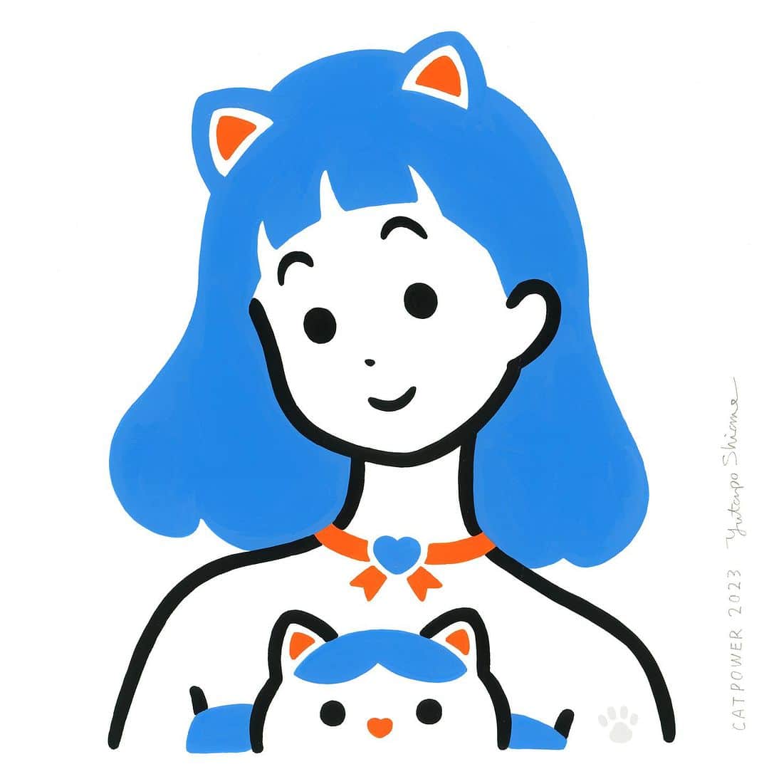 白根ゆたんぽのインスタグラム：「CAT POWER 2023  30 x 30 cm acrylic on paper  Charity Exhibition CAT POWER 2023 2023.7.25 tue - 8.6 sun TUE-SAT 12:00-20:00  SUN 12:00-17:00 Closed on Mondays @galerie_lemonde  #CATPOWER2023」