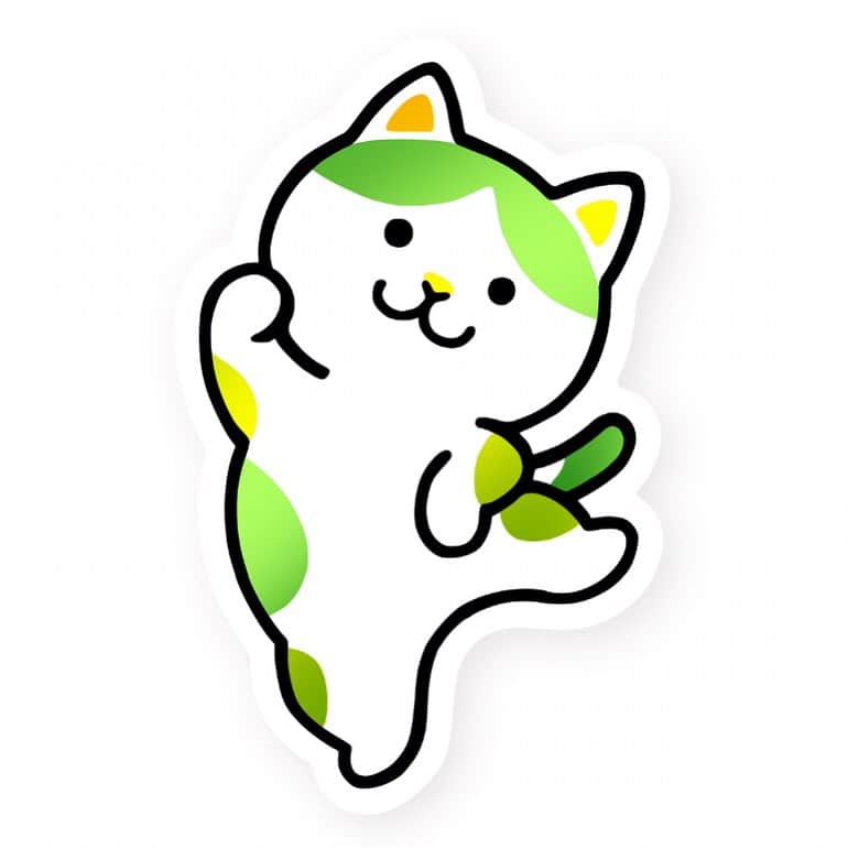 白根ゆたんぽのインスタグラム：「METALLIC NECO-CHANG STICKER "KEY LIME"  Charity Exhibition CAT POWER 2023 2023.7.25 tue - 8.6 sun TUE-SAT 12:00-20:00  SUN 12:00-17:00 Closed on Mondays @galerie_lemonde  #CATPOWER2023」
