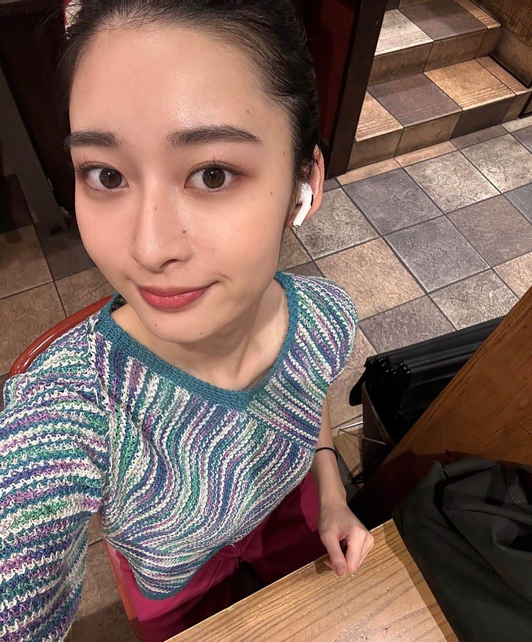 西山なずなのインスタグラム：「撮影終わりにカフェでまったり🍹」