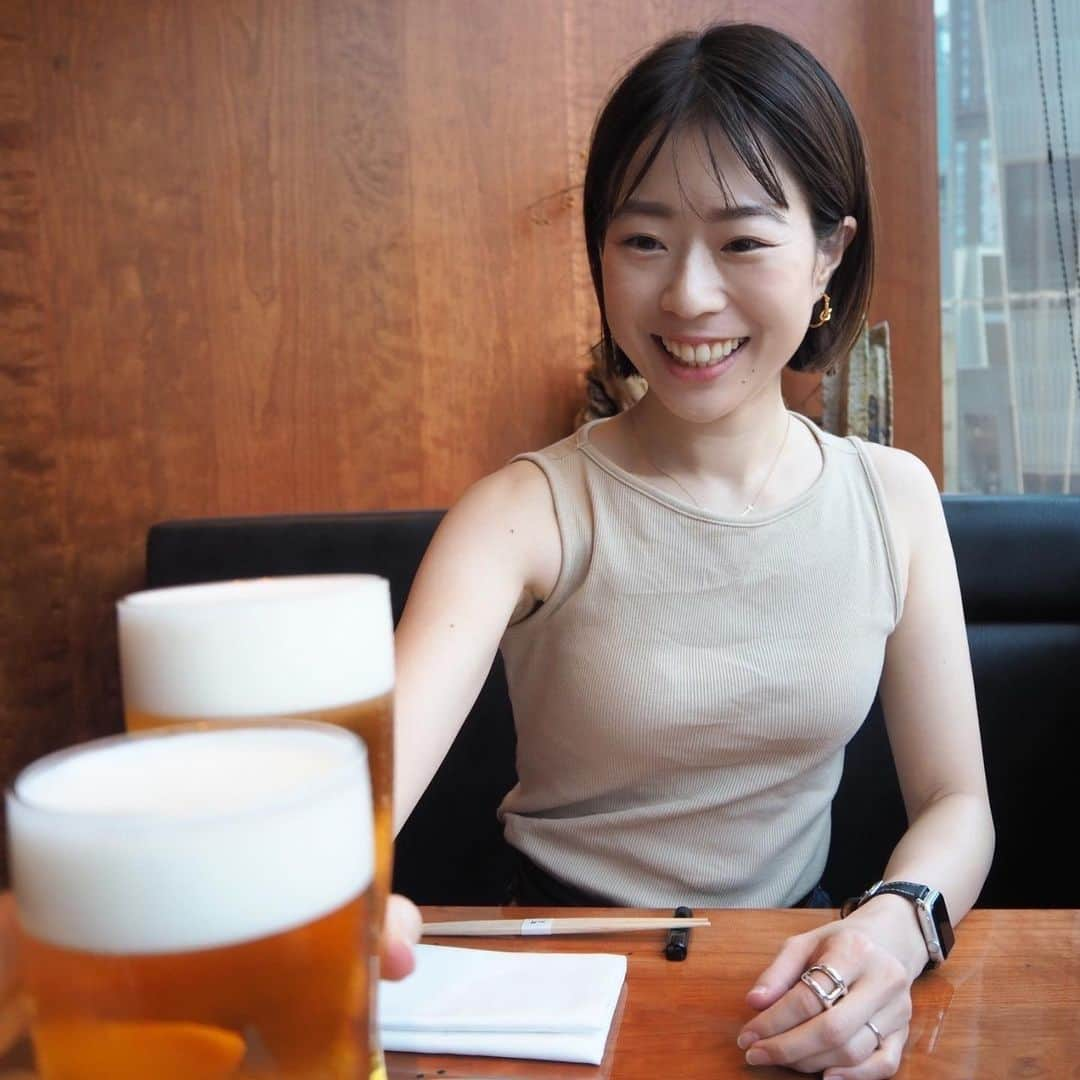 川端里奈のインスタグラム：「焼肉にはビール🍻🥩  #焼肉ランチ#お誕生日ランチ」