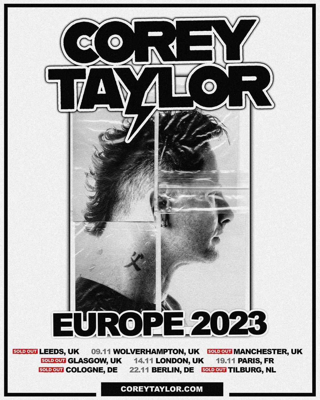 コリィ・テイラーのインスタグラム：「Thank you, Europe/UK! Limited VIP packages still remain for these sold out shows. Swipe for details + grab remaining tickets & VIP now at coreytaylor.com/tour」