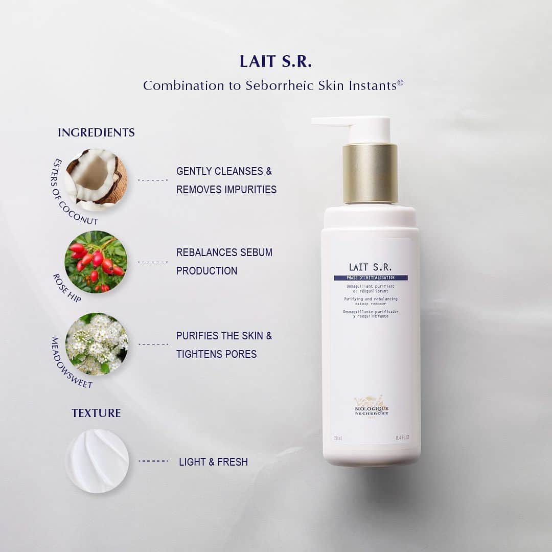 Biologique Recherche USAさんのインスタグラム写真 - (Biologique Recherche USAInstagram)「Lait S.R.✨ has been developed for combination and seborrheic Skin Instants© to regulate sebum production and purify the skin.   It has a light and fresh texture, and features rose hip extract to rebalance skin and meadowsweet extract, myrrh, myrtle, and onion complex to purify skin.    Our test results show that Lait S.R. reduces sebum levels by 32%, reduces number of pores by 12%, and reduces the size of pores by 26%.    If you have previously been using Lait U and have combination or oily skin, then Lait S.R. is for you.  #BiologiqueRecherche #FollowYourSkinInstant #BuildingBetterSkin #lait #cleansingmilk #LaitSR」7月27日 3時51分 - biologique_recherche_usa