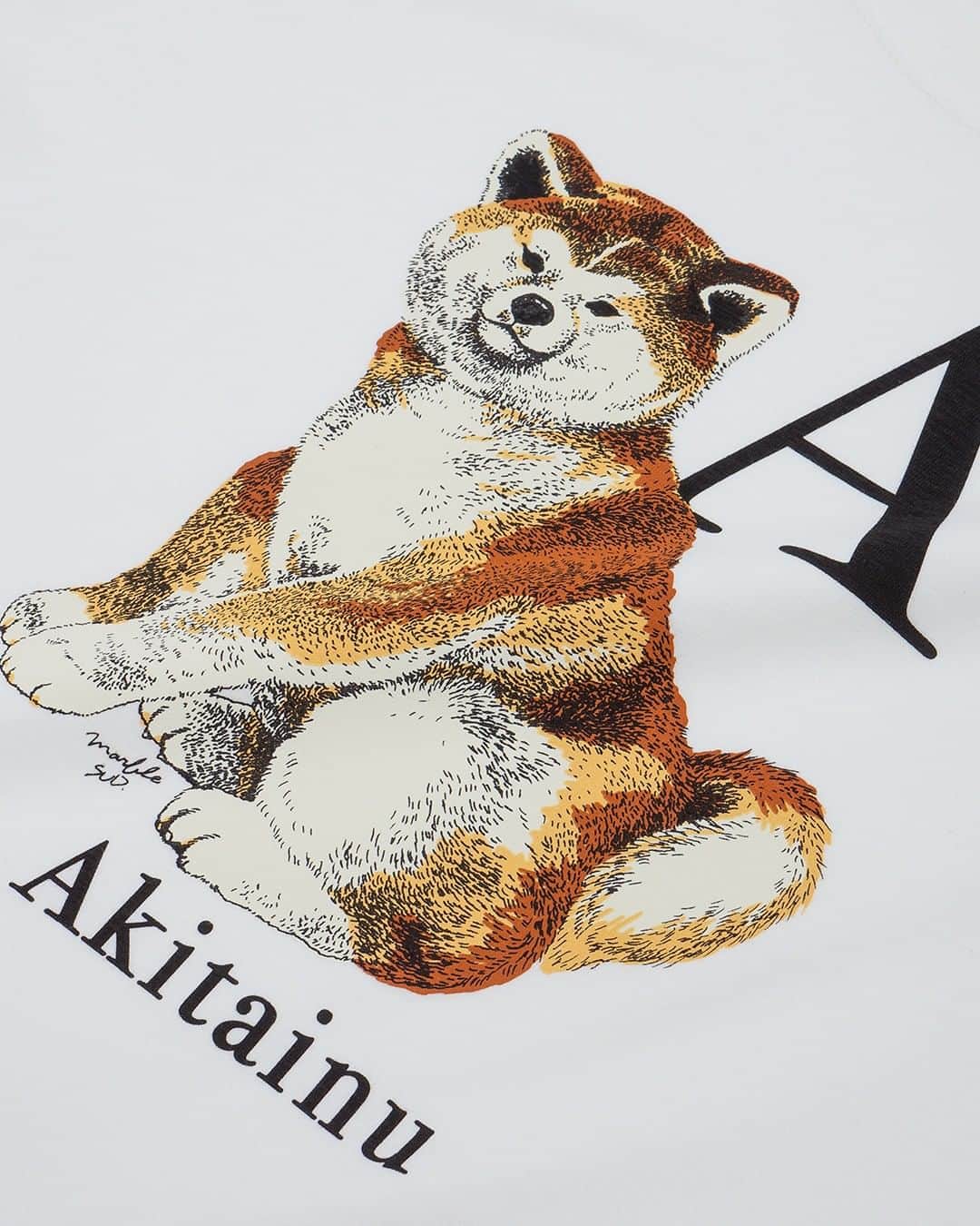 marbleSUD(マーブルシュッド) さんのインスタグラム写真 - (marbleSUD(マーブルシュッド) Instagram)「新作のTシャツシリーズはもうチェックされましたか？ 海外のアルファベット表をイメージして描かれたシリーズはインパクト大！Akitainu BIG TEEは、Akitainuの頭文字「A」と共に、こちらを見つめる秋田犬をリアルなタッチで表現しました。 シンプルながらもレトロな雰囲気が心をくすぐるポイントに🐕💨」7月26日 20時12分 - marblesud_official