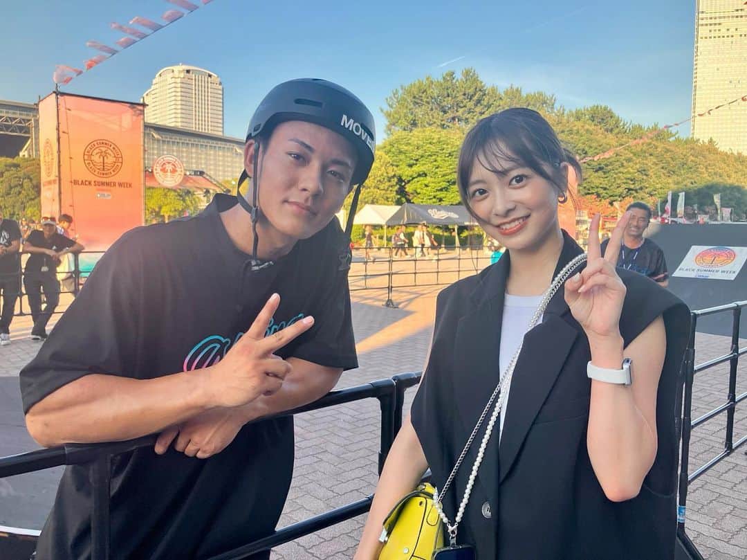 菊池柚花のインスタグラム：「. . . ZOZOマリンスタジアムでBMXのイベントが開催中という情報を聞きつけ、試合前に見てきました🚲  先月、ワースポ×MLBの【World Sports 挑戦者たち】で密着した大和晴彦選手にお会いすることができました✨  番組でお伝えした際、子どもたちにBMXの魅力を共有したり、常にBMXへの愛や強い情熱を持って練習に励む姿がとても印象的だった大和選手。  パフォーマンス後に声をかけたところ、快く写真を撮ってくださいました📸 眩しいほどの笑顔が素敵な方で、より一層応援したくなりました📣☺️  生で見るパフォーマンスは迫力満点で、圧倒されました！！ 息を呑む、そんな瞬間がクセになりそう。。 引き続きBMXにも注目していきます👀  こうして野球以外のスポーツの魅力にも触れることができて、番組での出会いに感謝です🤝🏻✨」